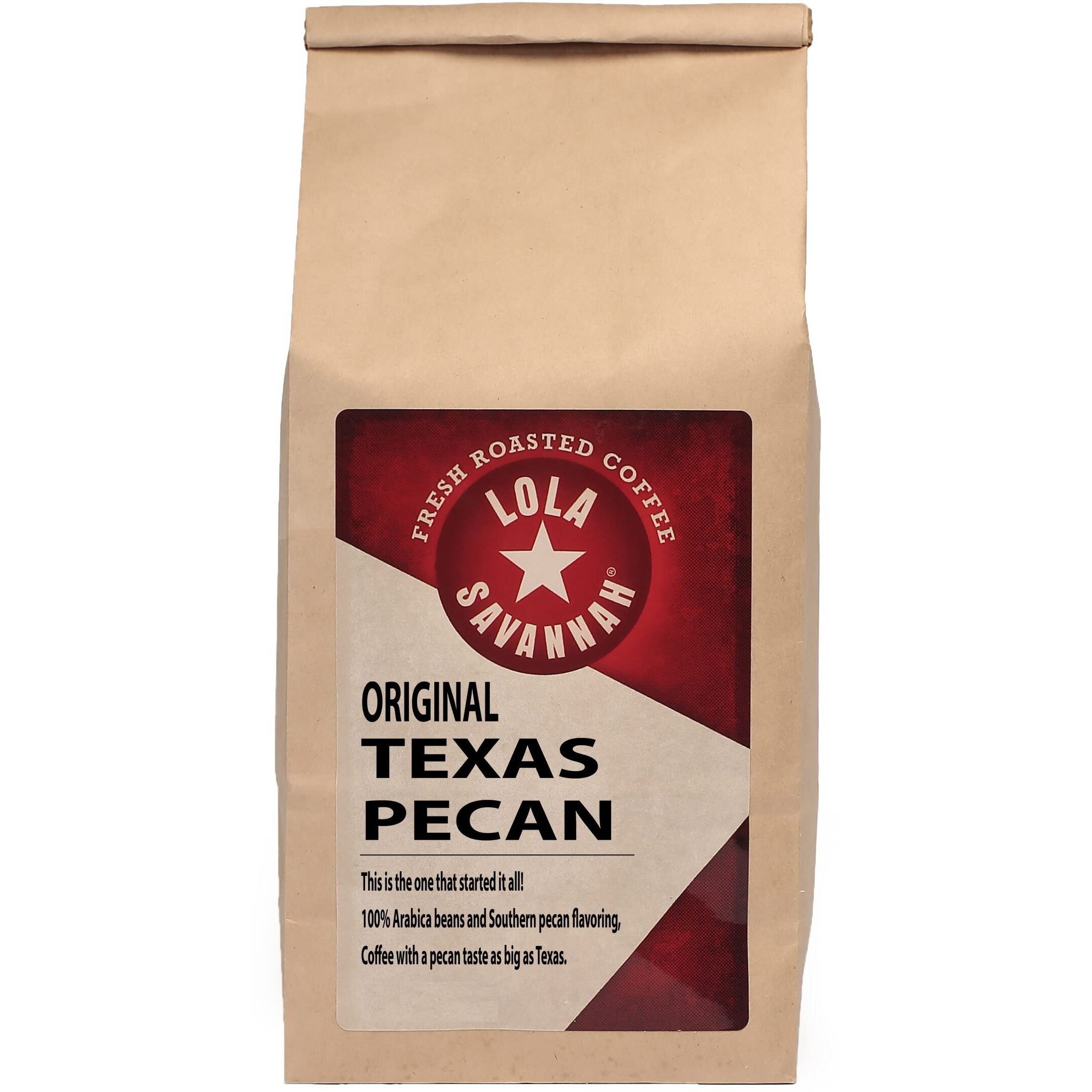 Lola Savannah Texas Pecan Whole Bean Coffee - Gourmet Arabica Beans Blended With Real Pecan Pieces, Caffeinated, 5Lb Bag, 1 Pack