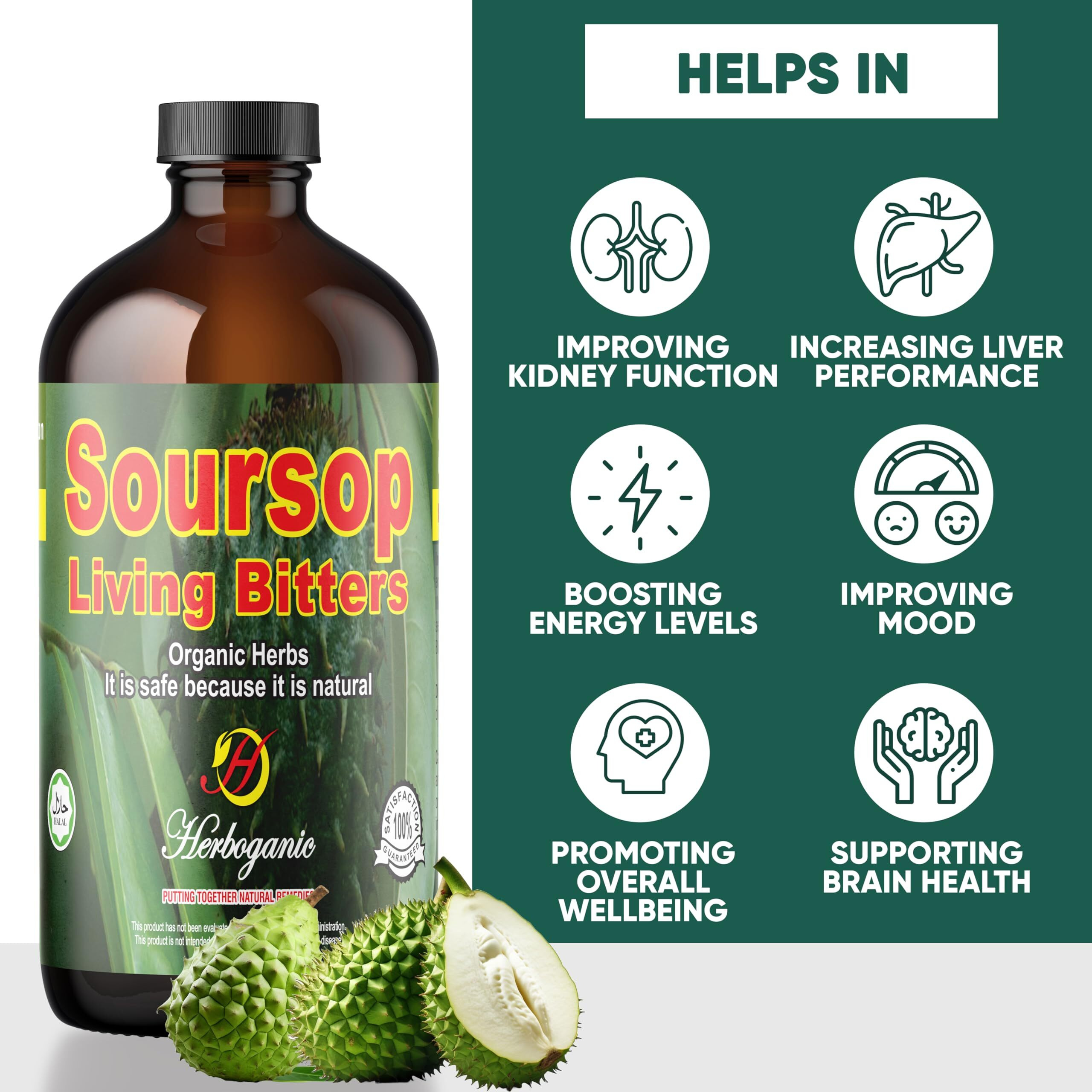 Herboganic Soursop Bitters | Promotes Overall Health | 8 Oz
