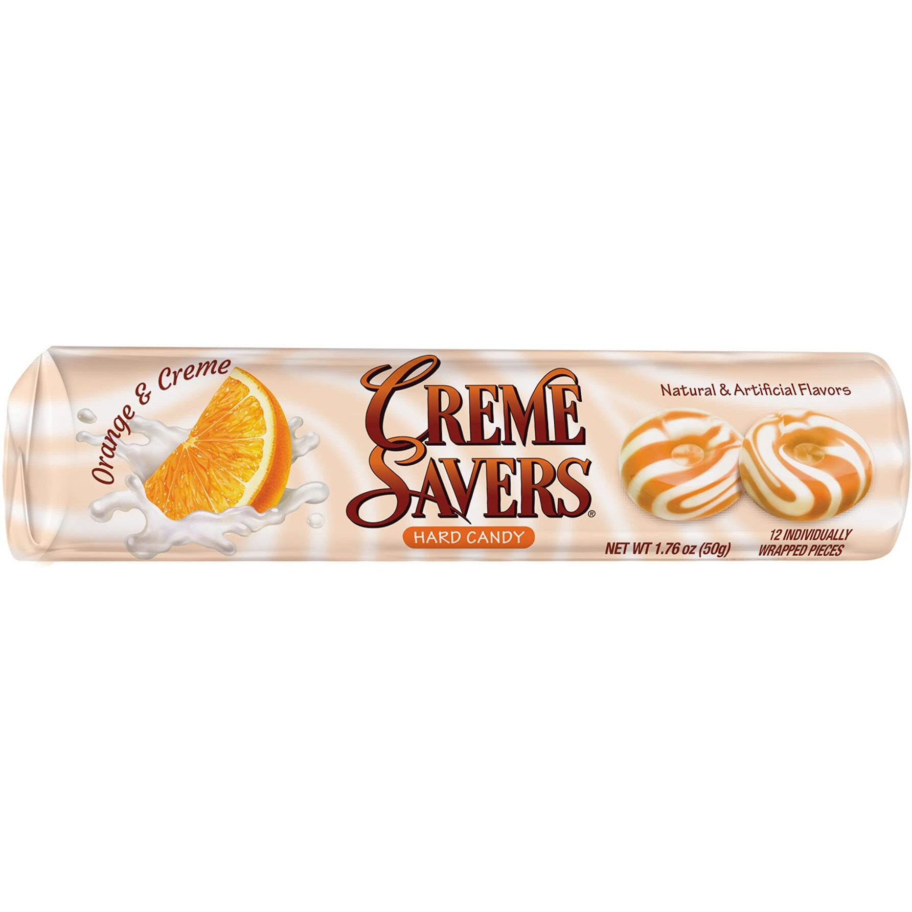 Creme Savers Orange And Creme Hard Candy | The Taste Of Fresh Oranges Swirled In Rich Cream | The Original Classic Creme Savers Brought To You By Iconic Candy | 24 Count Box Of Rolls