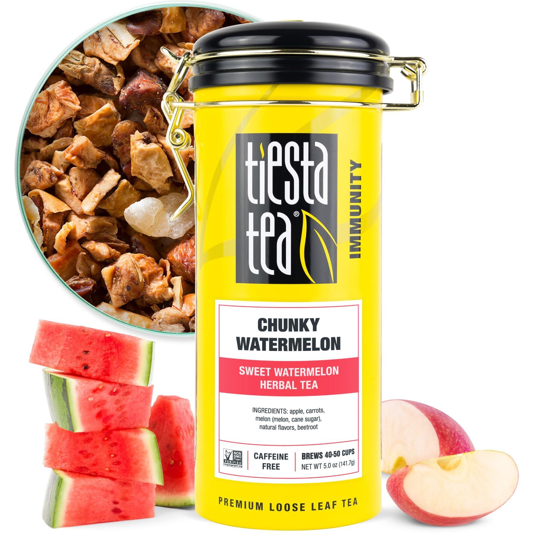 Tiesta Tea - Chunky Watermelon | Sweet Watermelon Herbal Tea | Premium Loose Leaf Tea Blend | Non-Caffeinated Fruit Tea | Make Hot Or Iced Tea & Brews Up To 50 Cups - 5 Ounce Refillable Tin