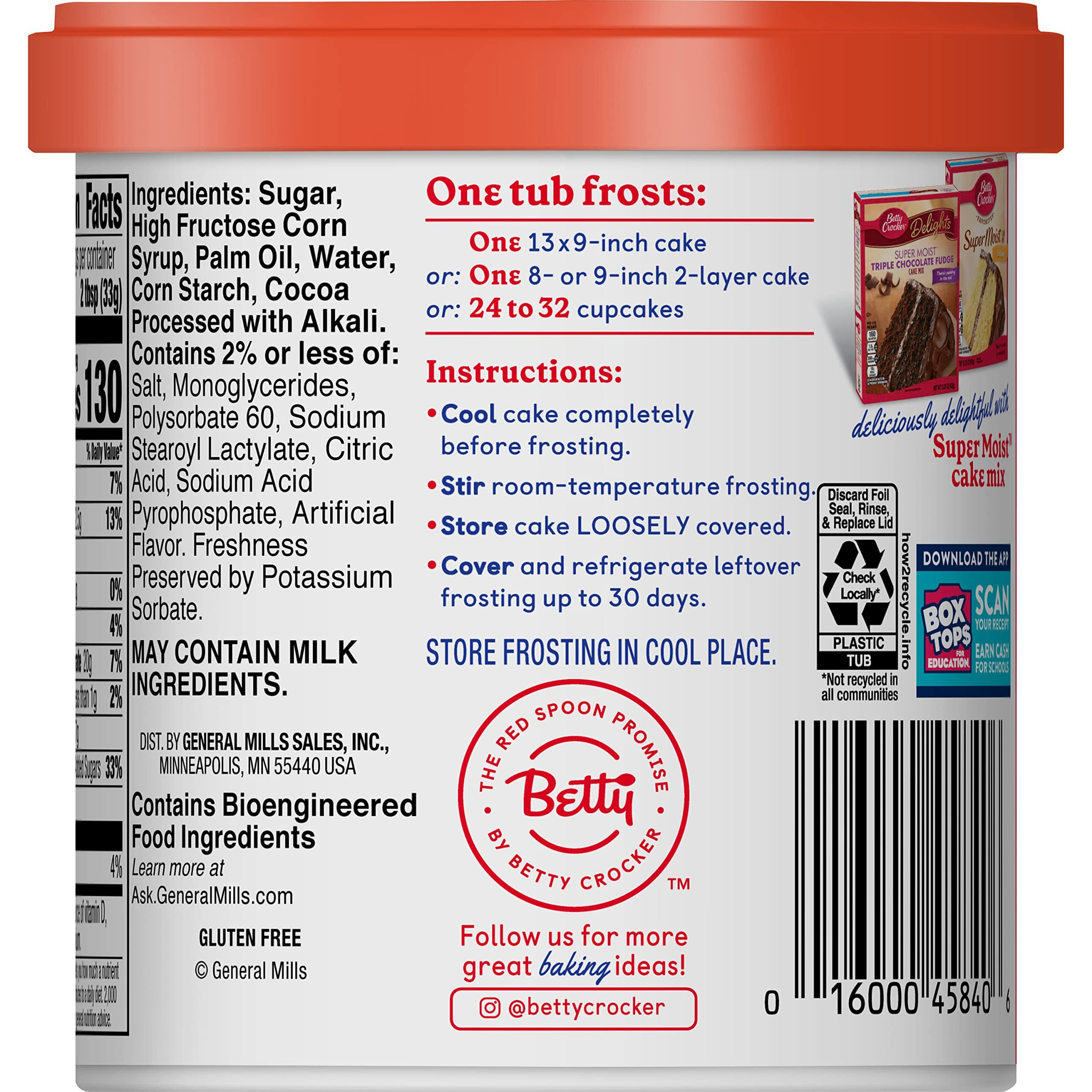 Betty Crocker Gluten Free Chocolate Frosting, 16 Oz. (Pack Of 8)