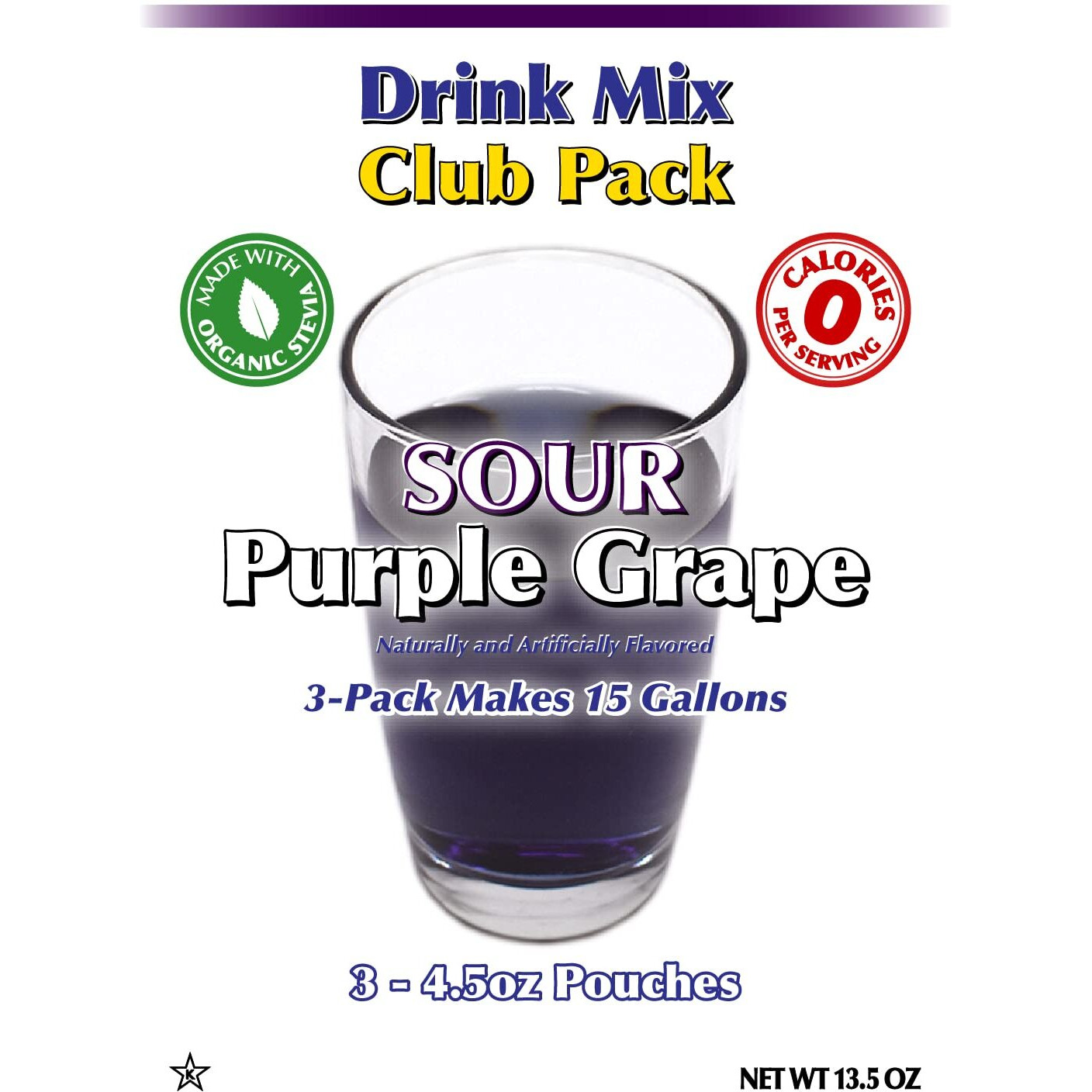 Gramzero Sour Purple Grape Zero Calorie Sugar Free Drink Mix, Great For Nutrition Club Loaded Tea, Stevia Sweetened