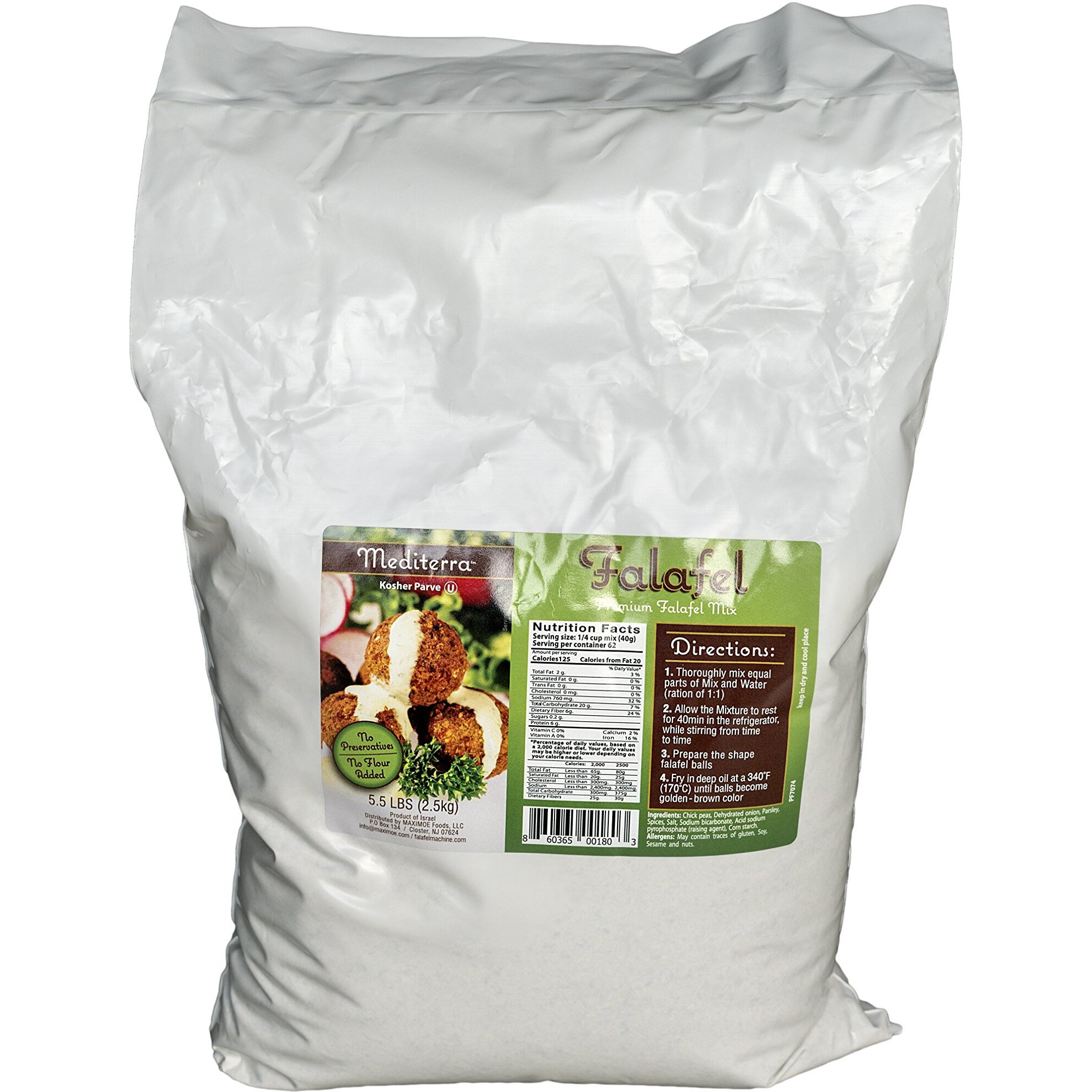 Restaurants' Choice Falafel Mix (5.5 Lb - Yields 325 Balls Or 42 Burgers) Gluten Free, Kosher