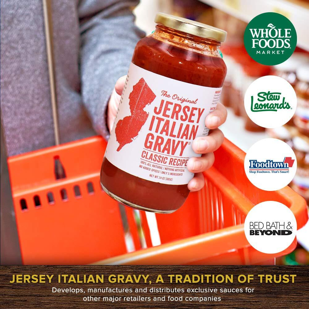 Jersey Italian Gravy-24 Oz Jar-Gourmet, All Natural All Purpose Tomato Sauce For Pasta And More, No Artificial Ingredients- Vegan Friendly-Authentic Recipe For Pasta, (Classic, 6 Pack)