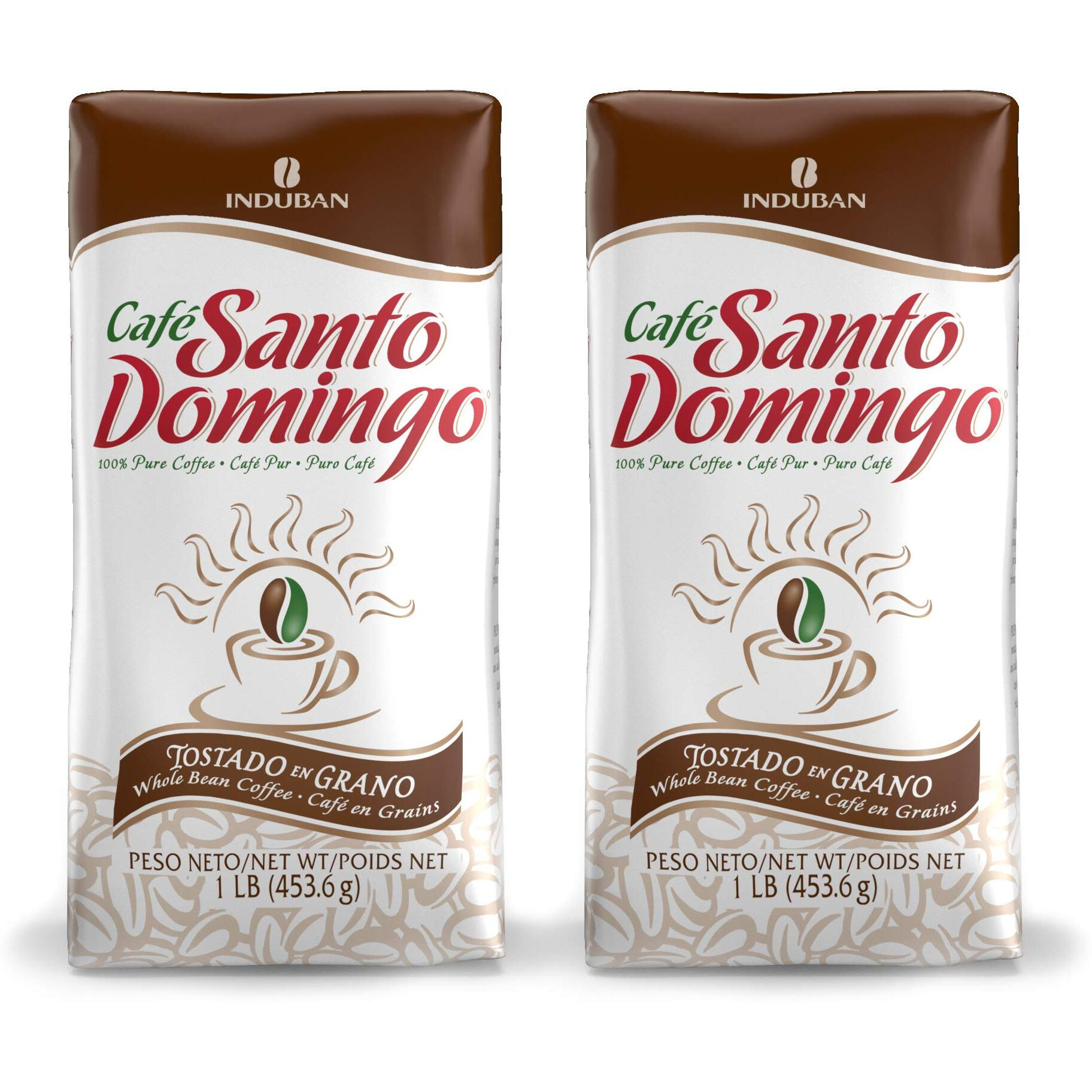 Caf   Santo Domingo, 16 Oz Bag, Whole Bean Coffee, Medium Roast - Product From The Dominican Republic (Pack Of 2)