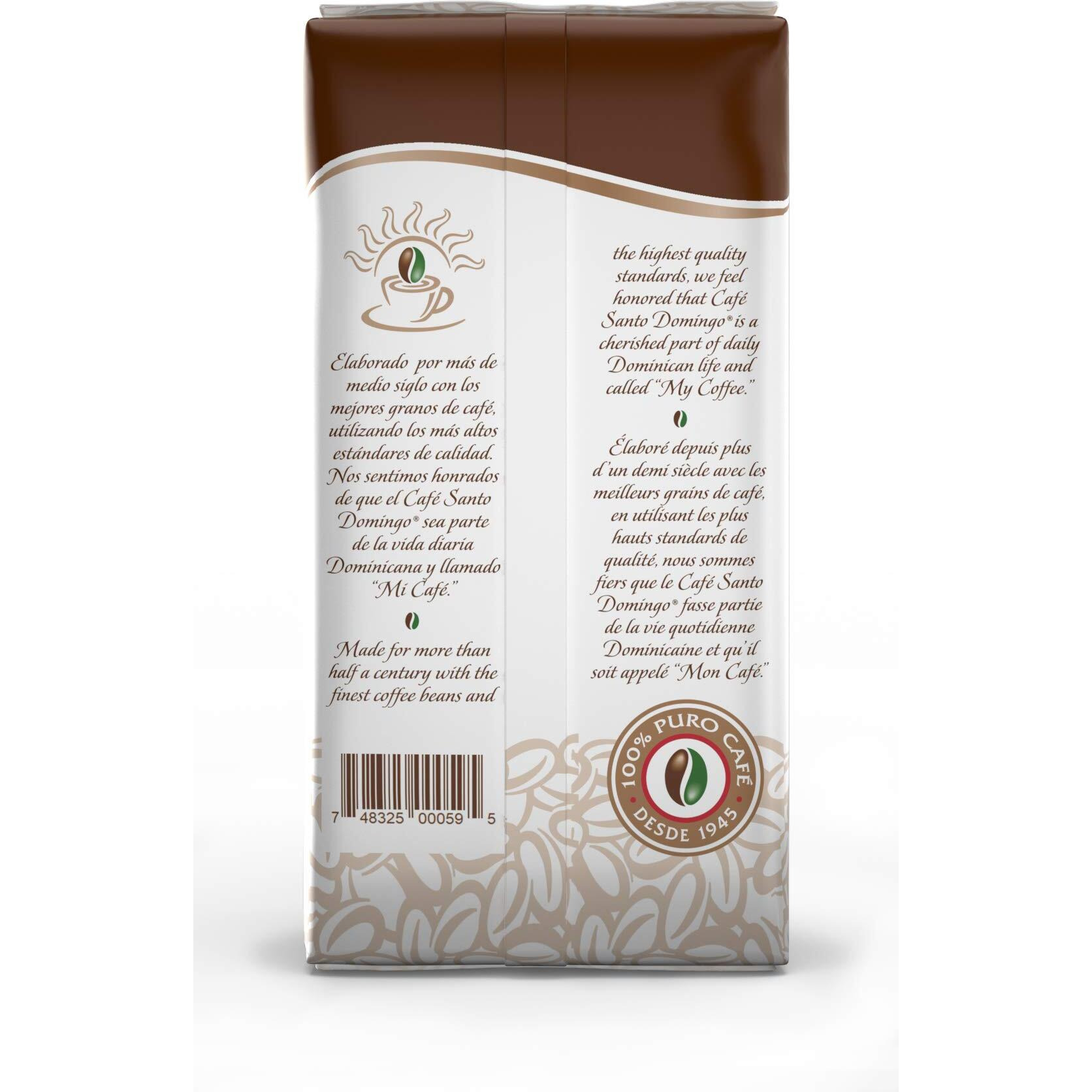 Caf   Santo Domingo, 16 Oz Bag, Whole Bean Coffee, Medium Roast - Product From The Dominican Republic (Pack Of 2)