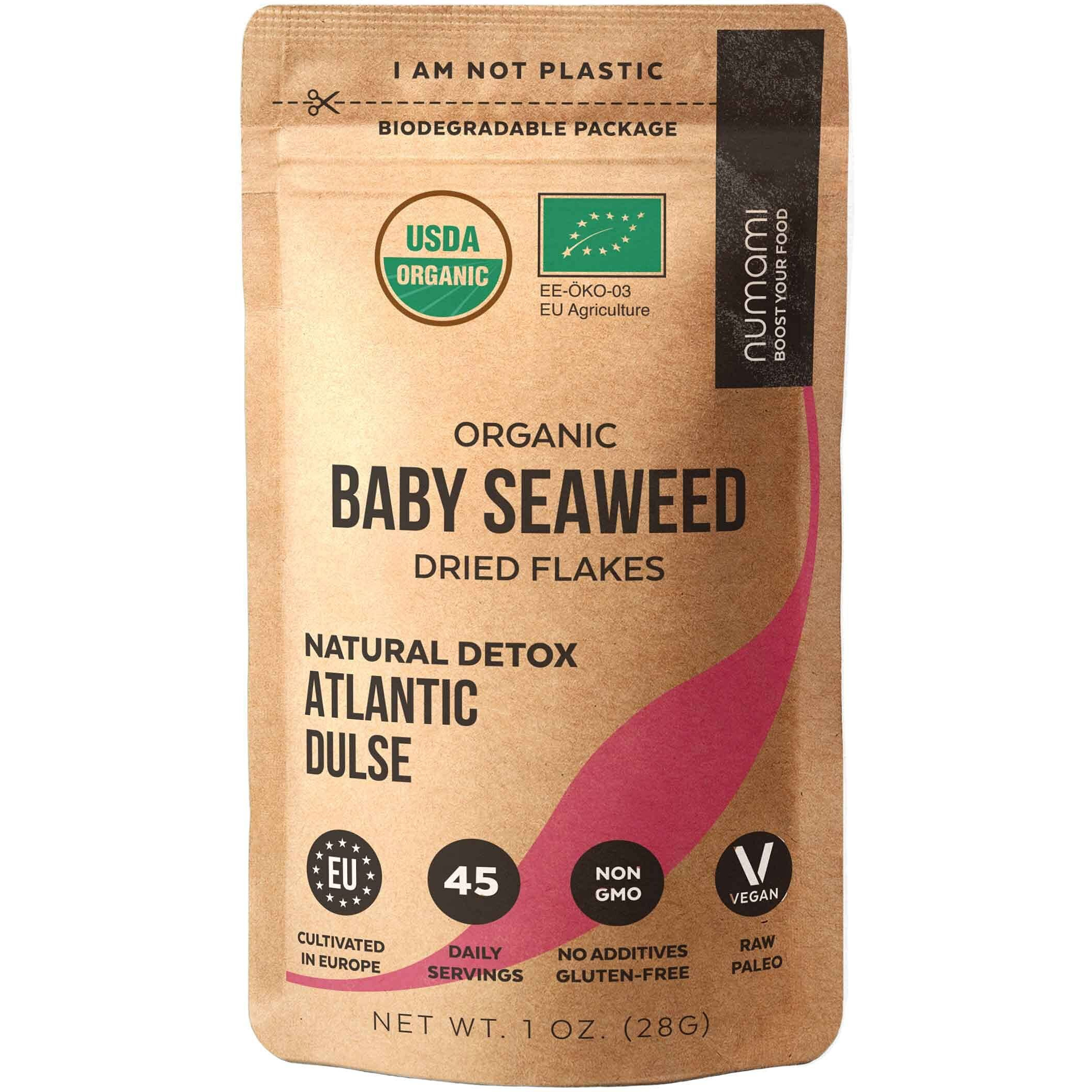 Organic Atlantic Dulse Flakes Young Seaweed Grown In North Atlantic, Vacuum Dried Premium Quality. Soft Texture & Mild Taste. Add 1 Tsp To Your Dish For Daily Vitamins/Minerals. 45 Servings (1 Oz)