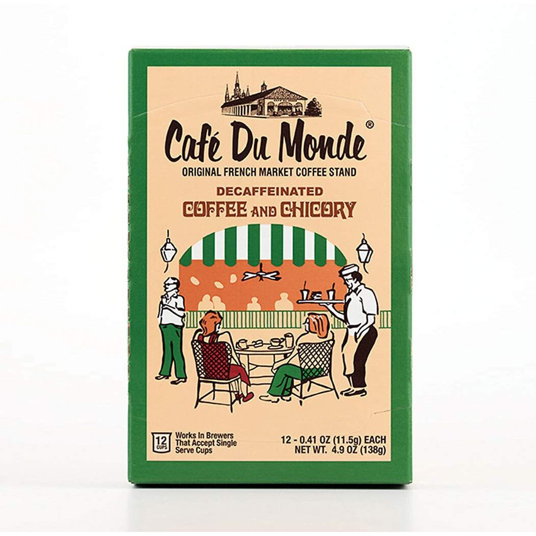 Cafe Du Monde Decaf Coffee And Chicory Single Serve Cups, Box Of 12, .41 Oz Each