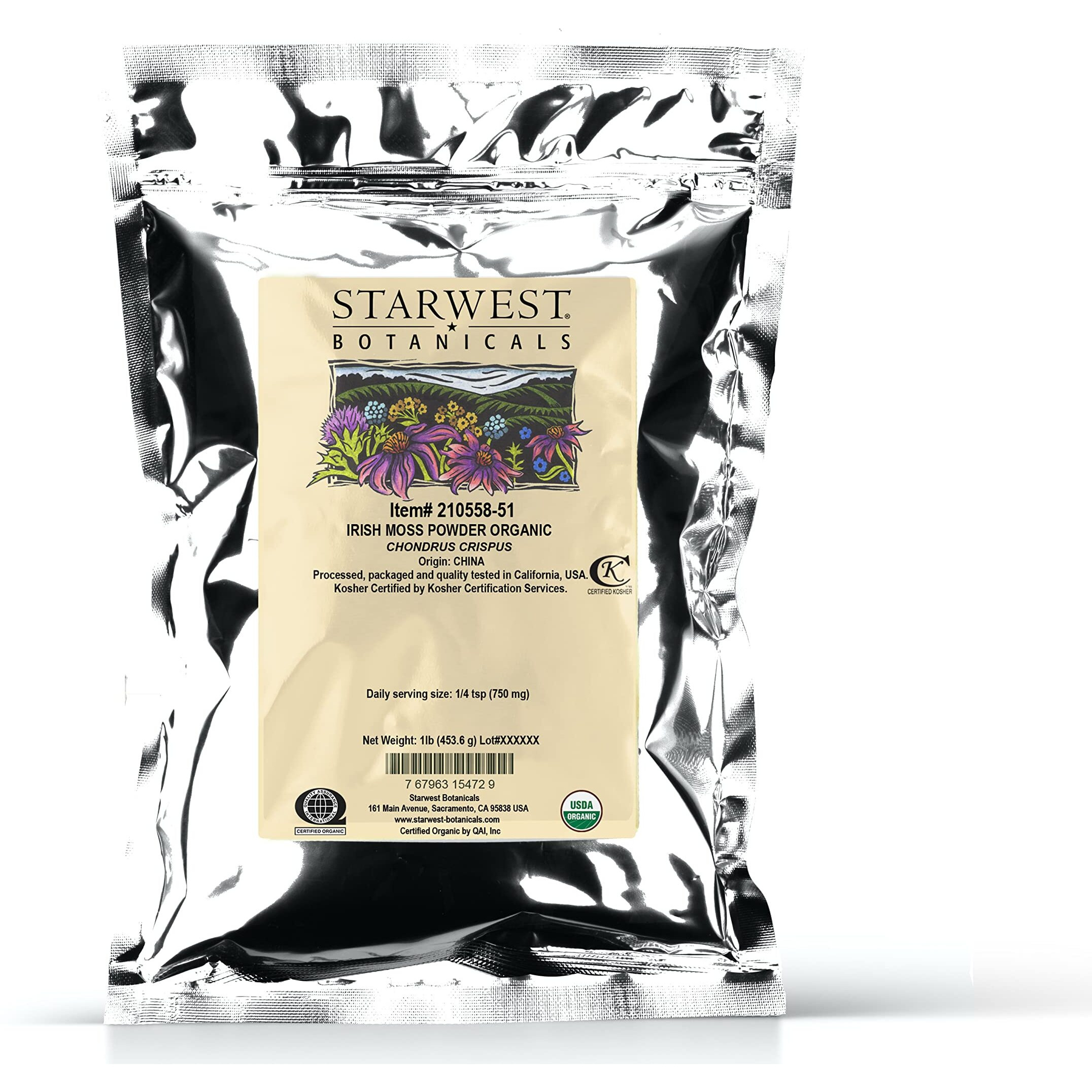 Starwest Botanicals Organic Irish Sea Moss Powder, 1 Pound