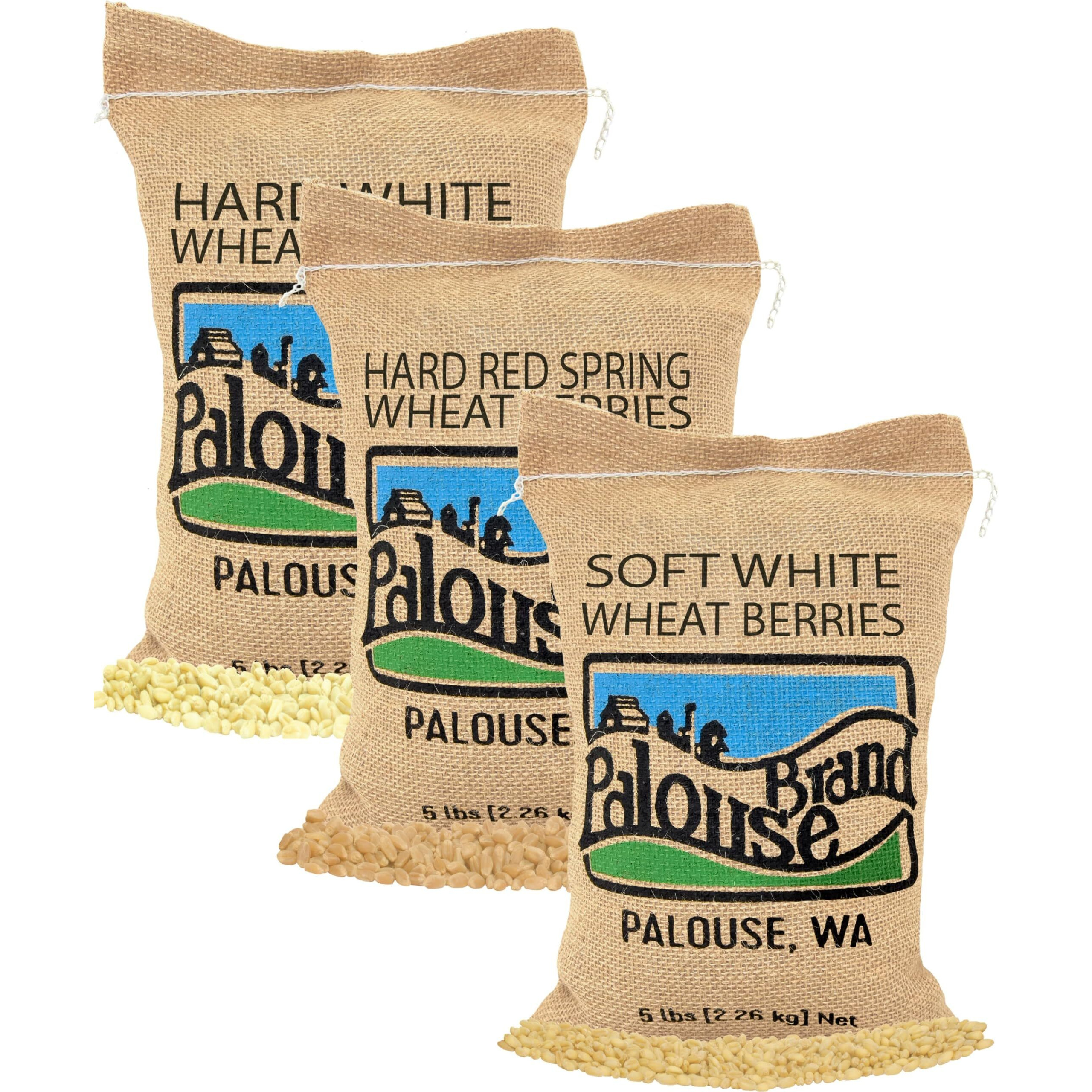 Hard White Wheat | Soft White Wheat | Hard Red Spring Wheat | 15 Lbs | 100% Desiccant Free | Non-Gmo Project Verified | Kosher Parve | Usa Grown | Field Traced | (5 Pound, Pack Of 3