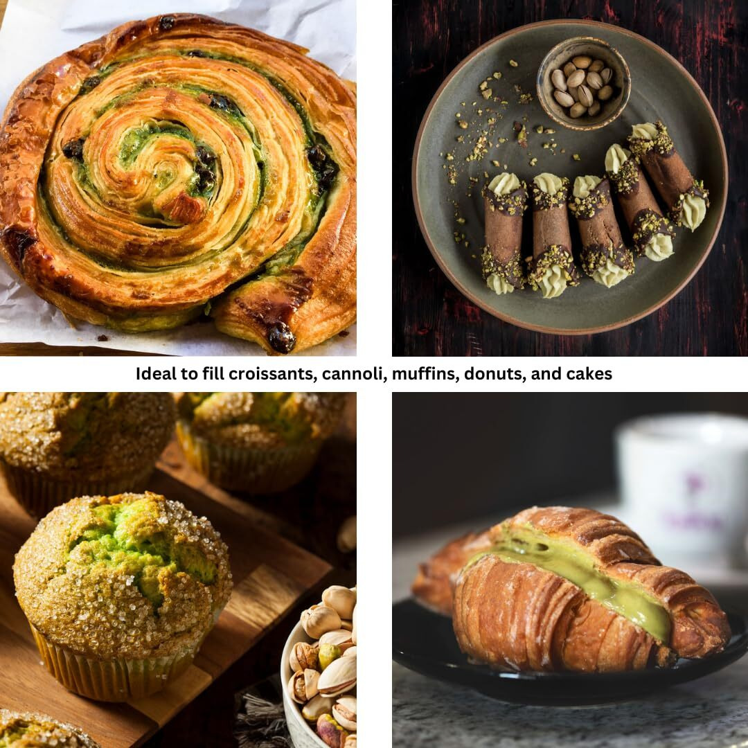 Alma Gourmet Sicilian Pistachio Cream Spread - Pistachio Spreadable Cream Imported From Italy - Ideal To Spread On Bread, Biscuits, Waffles, Pancakes, Croissant, Cookies, Muffins And Crepes - Perfect To Garnish Ice Cream, Frapp  , Cakes And Cheesecakes - 7.05Oz (200G) (Pack Of 2)