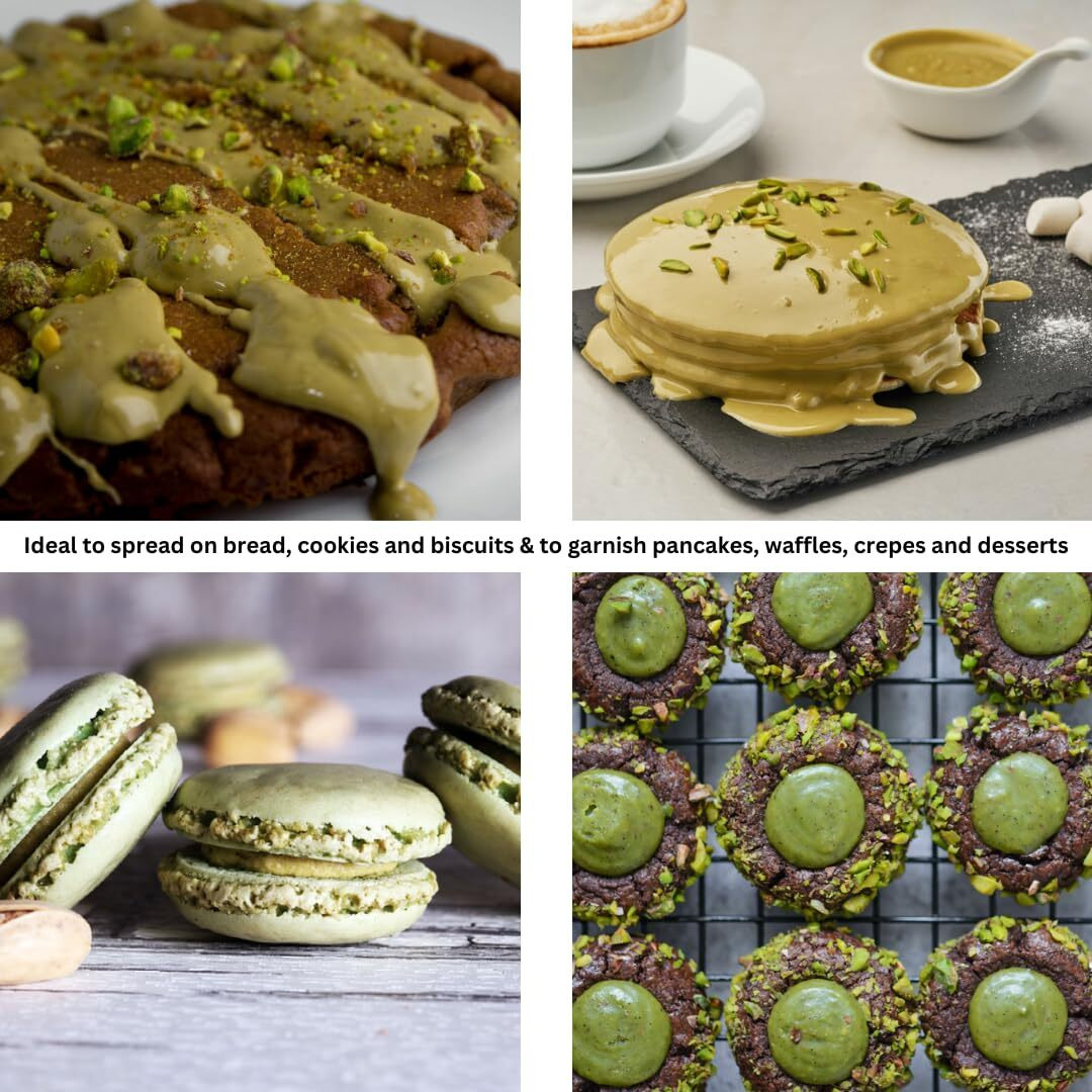 Alma Gourmet Sicilian Pistachio Cream Spread - Pistachio Spreadable Cream Imported From Italy - Ideal To Spread On Bread, Biscuits, Waffles, Pancakes, Croissant, Cookies, Muffins And Crepes - Perfect To Garnish Ice Cream, Frapp  , Cakes And Cheesecakes - 7.05Oz (200G) (Pack Of 2)