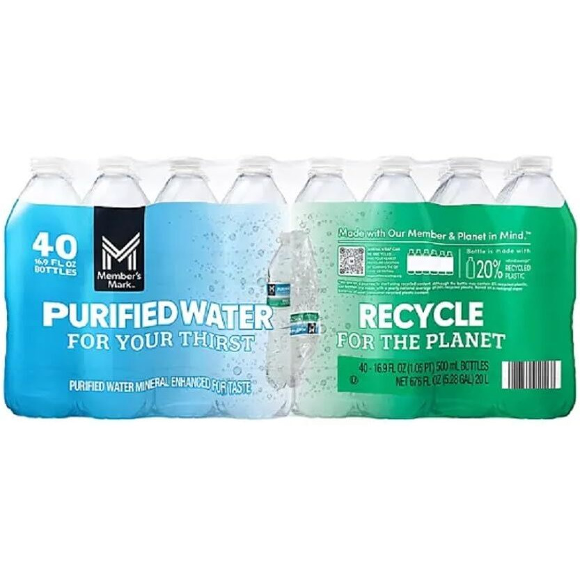 Member's Mark Purified Bottled Water (Pack Of 40) 16.9 Fl Oz, 760.5 Fluid Ounce