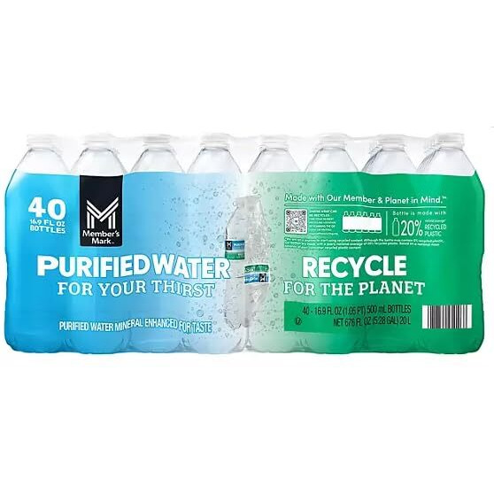 Member's Mark Purified Bottled Water (Pack Of 40) 16.9 Fl Oz, 760.5 Fluid Ounce