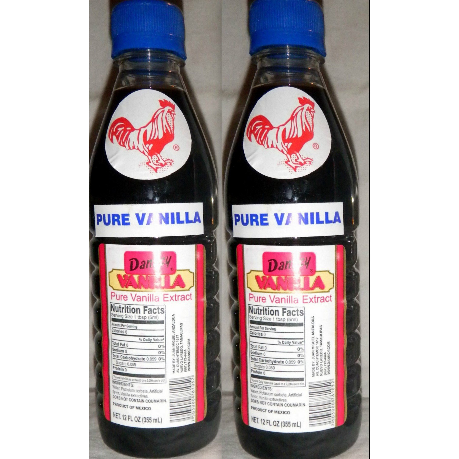 2 X Danncy Dark Pure Mexican Vanilla Extract From Mexico 12Oz Each 2 Plastic Bottle Lot Sealed By Danncy