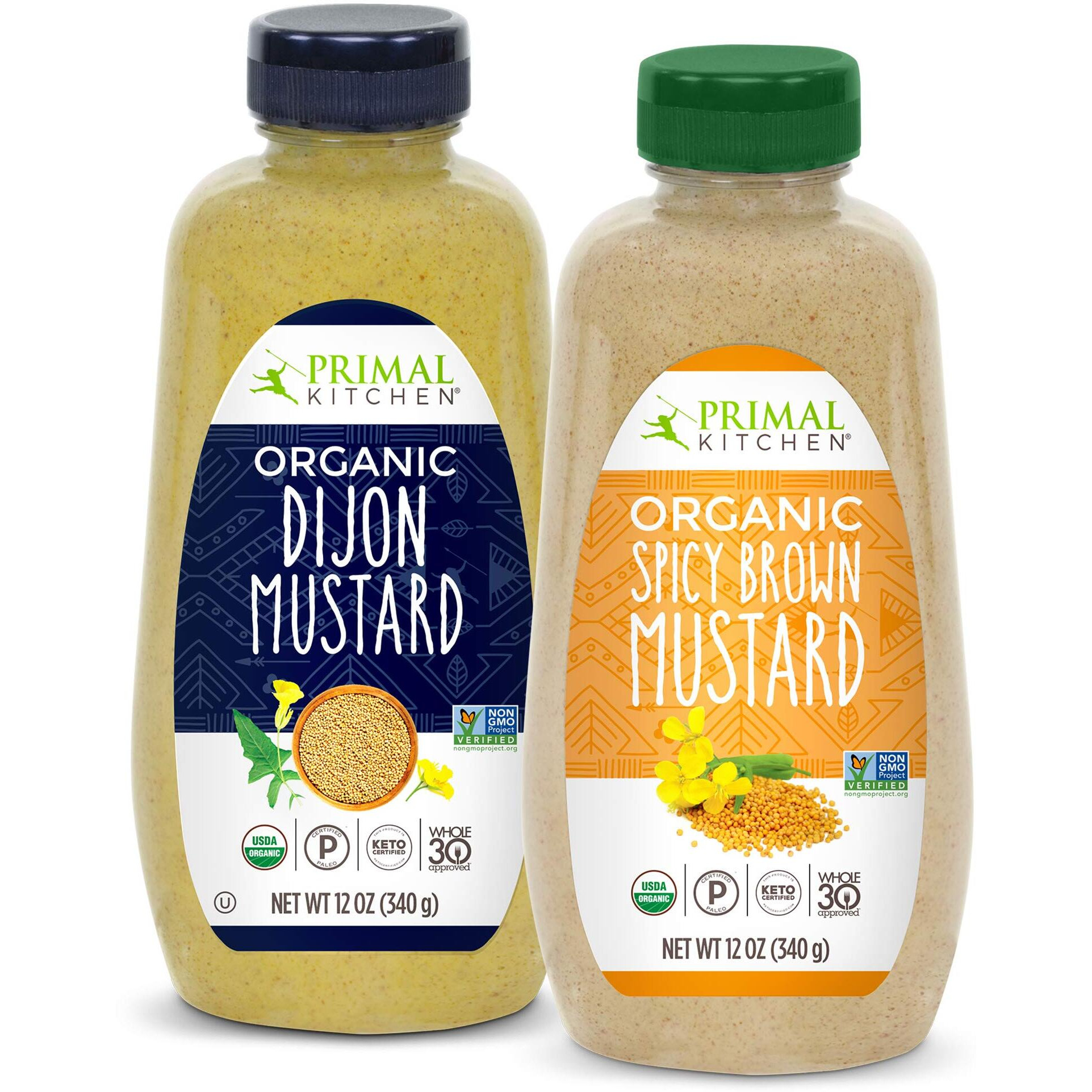 Primal Kitchen Organic Mustard Variety Pack, Dijon & Spicy Brown, Whole30 Approved, Certified Paleo, And Keto Certified, 12 Ounces, Pack Of 2