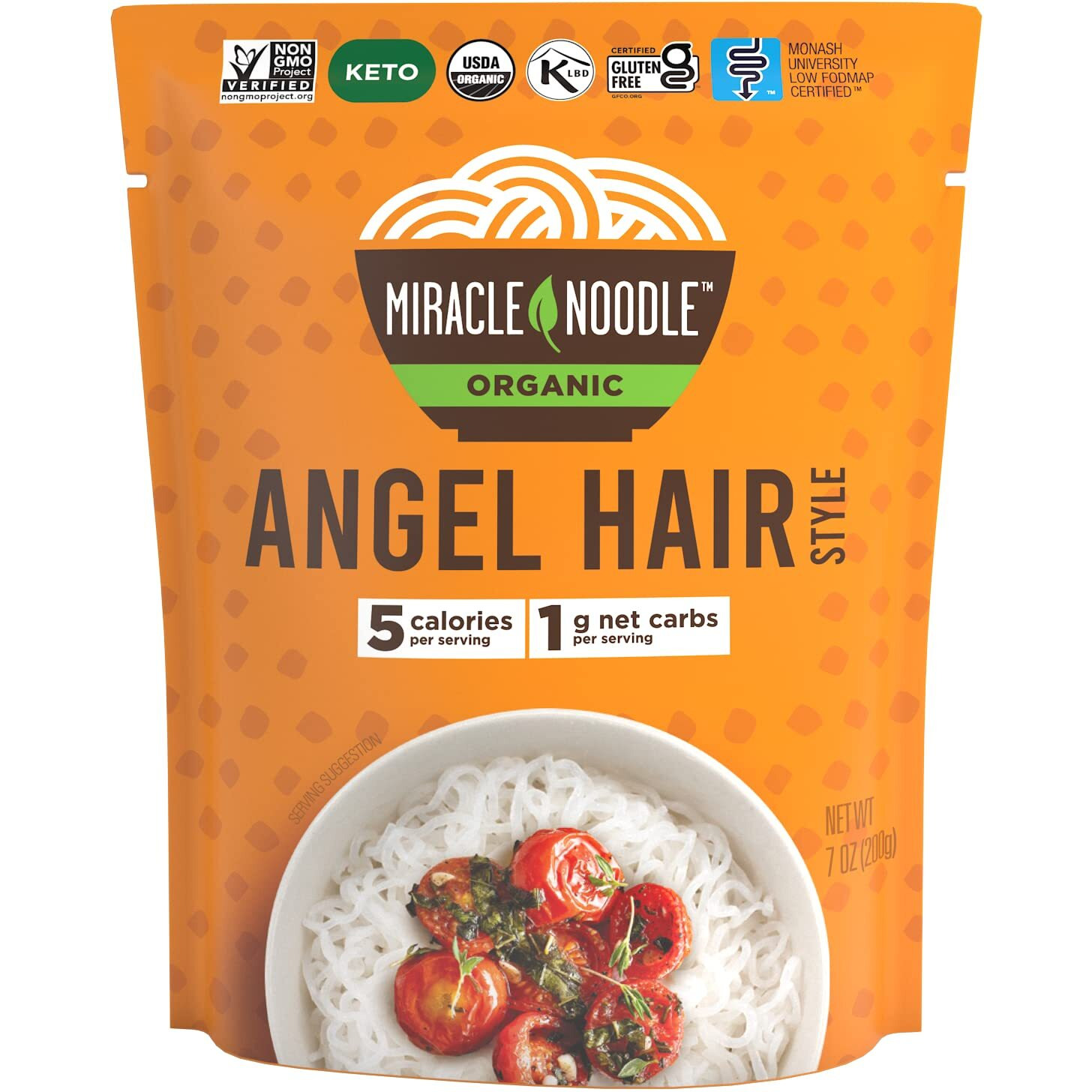 Miracle Noodle Organic Ready To Eat Angel Hair Style Noodle, Plant Based, Gluten Free, Shirataki Rice, Keto And Paleo Friendly, 7 Ounce (Pack Of 6)