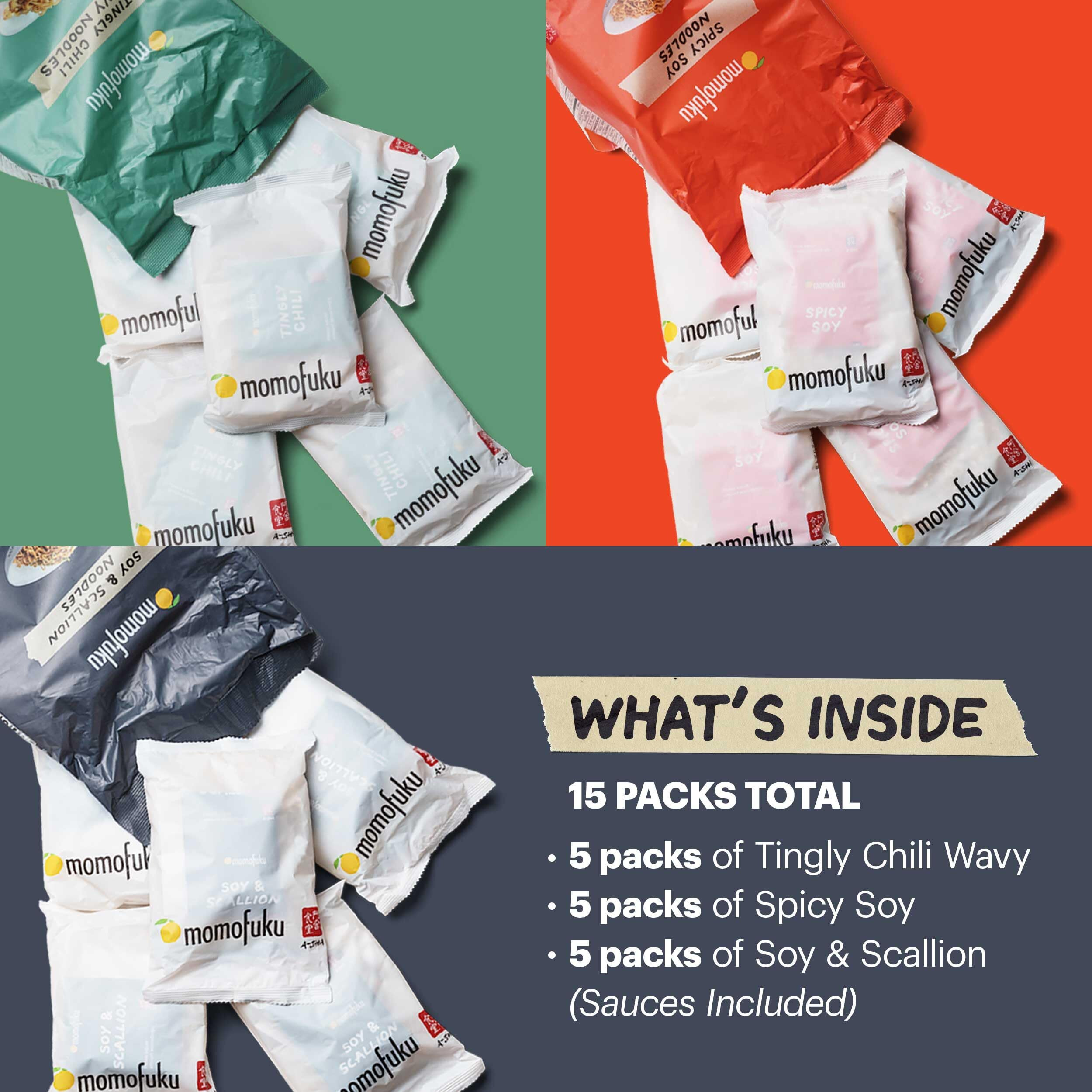 Momofuku Ramen Noodle Variety Pack By David Chang, 15 Count (Pack Of 3) Air-Dried Never Fried Vegan Instant Noodles With 11G Of Plant Based Protein