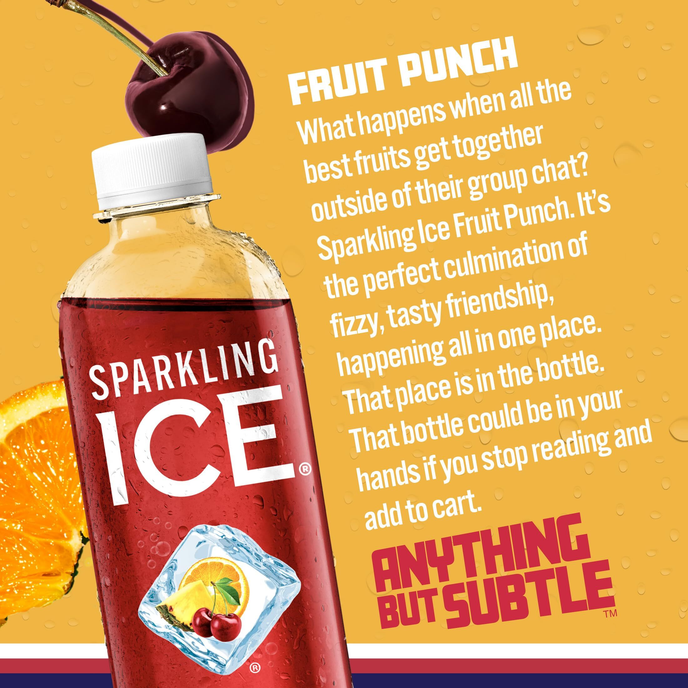 Sparkling Ice, Fruit Punch Sparkling Water, Zero Sugar Flavored Water, With Vitamins And Antioxidants, Low Calorie Beverage, 17 Fl Oz Bottles (Pack Of 12)