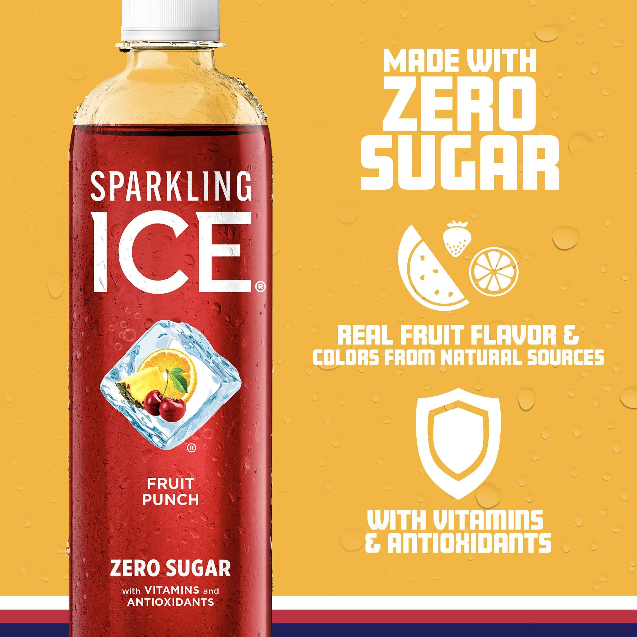 Sparkling Ice, Fruit Punch Sparkling Water, Zero Sugar Flavored Water, With Vitamins And Antioxidants, Low Calorie Beverage, 17 Fl Oz Bottles (Pack Of 12)