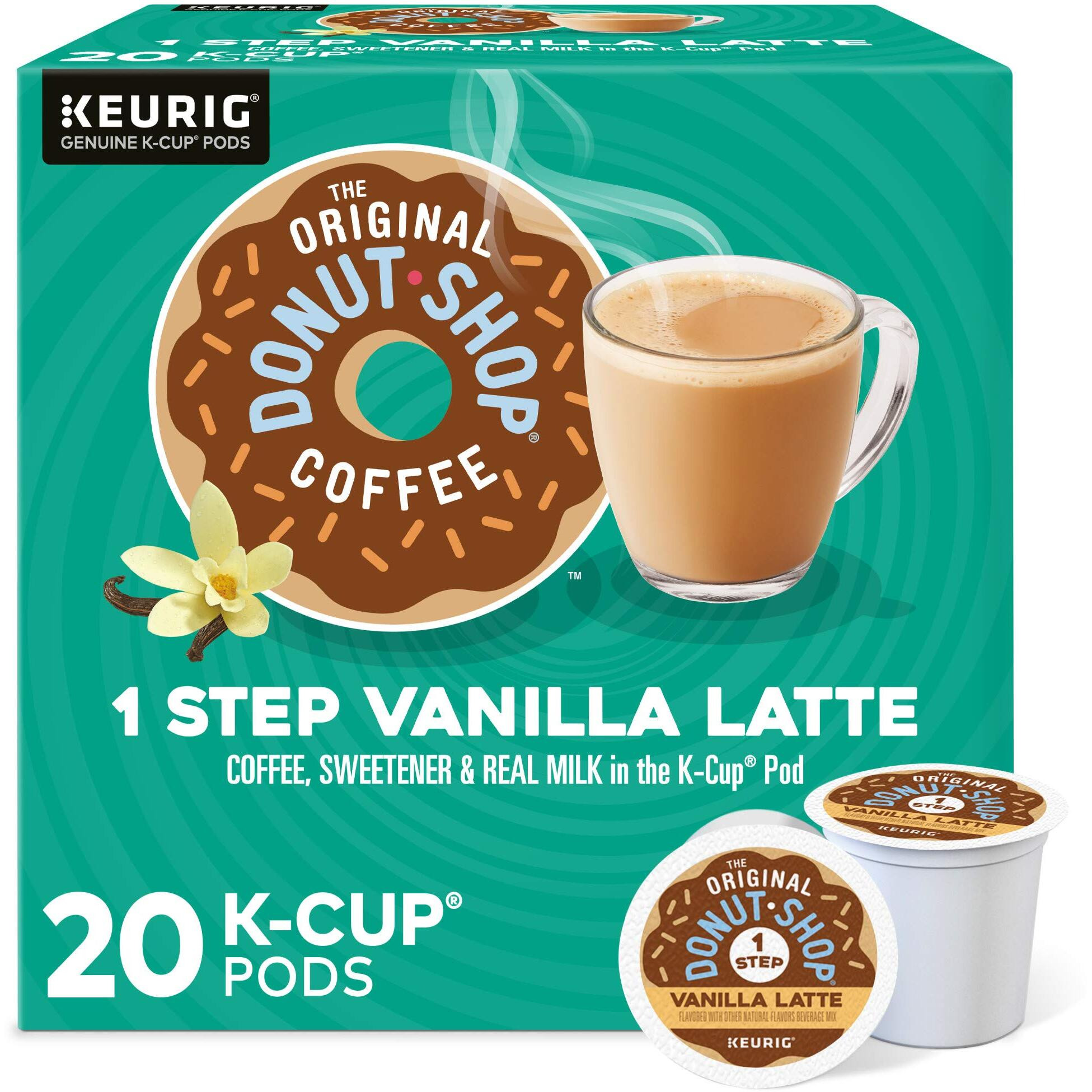 The Original Donut Shop Vanilla Latte, Single-Serve Keurig K-Cup Pods, Flavored Coffee, 20 Count