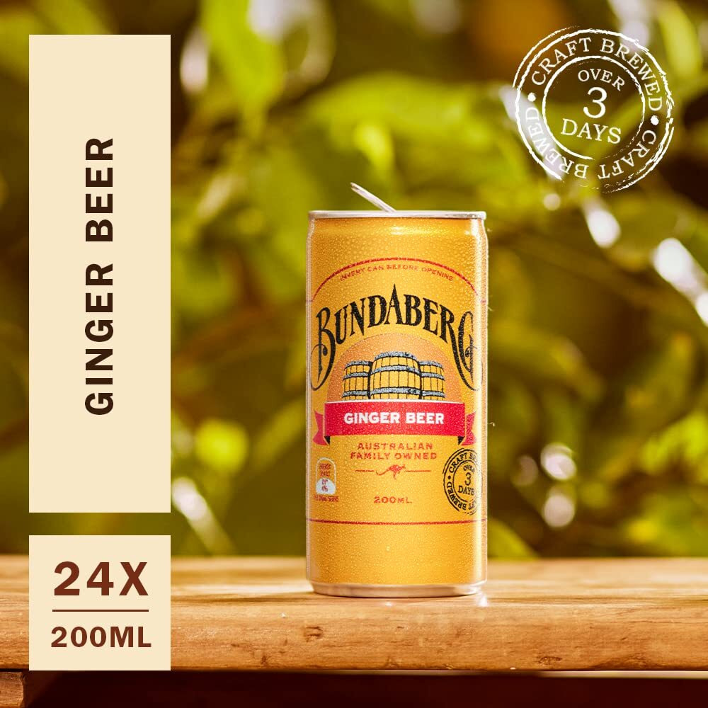 Bundaberg Ginger Beer, 6.8 Fl Oz Cans, (24 Pack)
