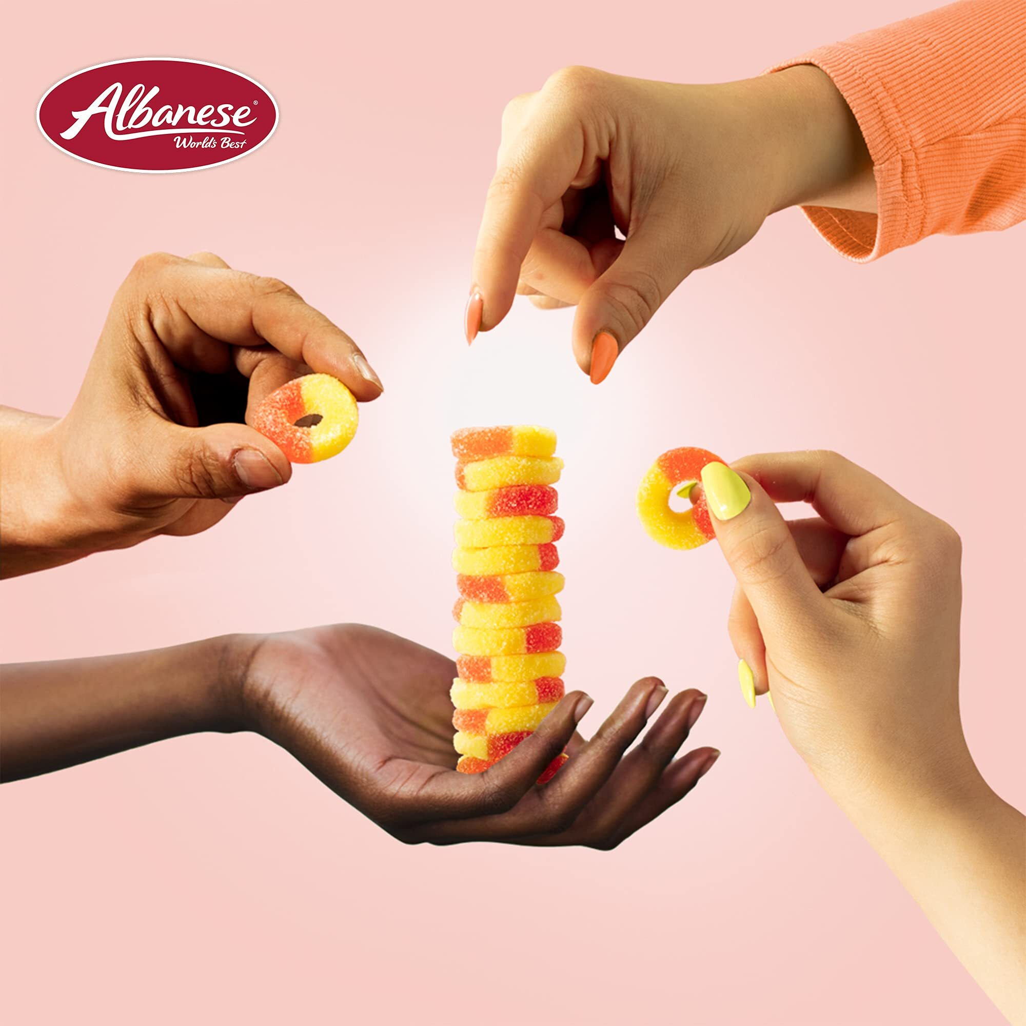 Albanese World's Best Gummi Peach Rings, 4.5Lbs Of Candy