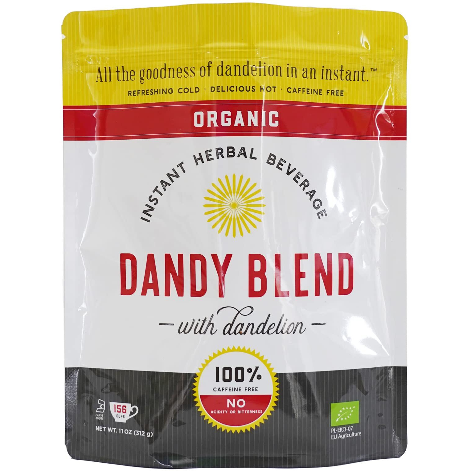 156 Cup Bag Of Certified Organic Dandy Blend Instant Herbal Beverage With Dandelion, 11 Oz. (312G) Bag