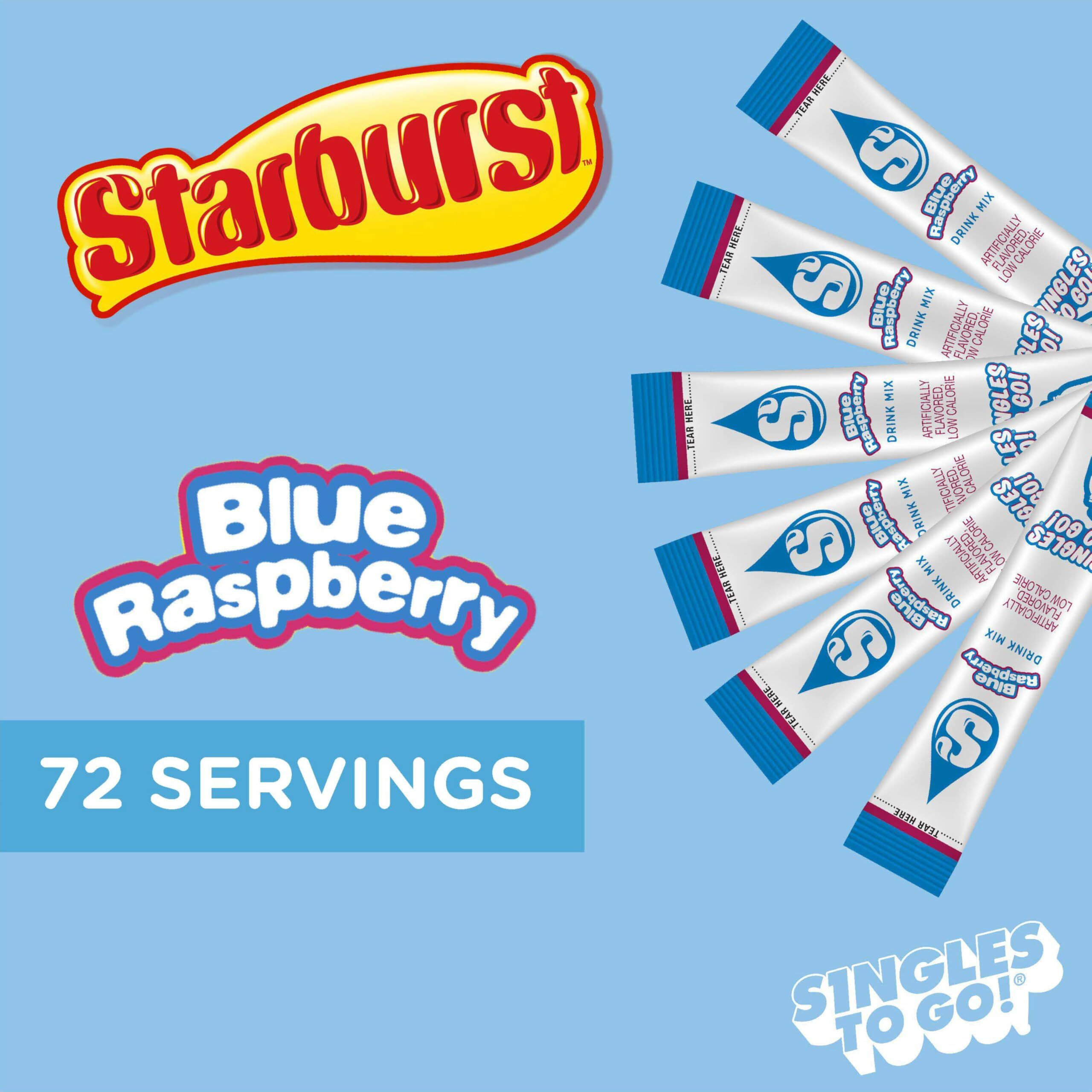 Starburst Singles To Go Powdered Drink Mix, Blue Raspberry, 6 Count (Pack Of 12) - 72 Total Servings), Sugar-Free Drink Powder, Just Add Water,