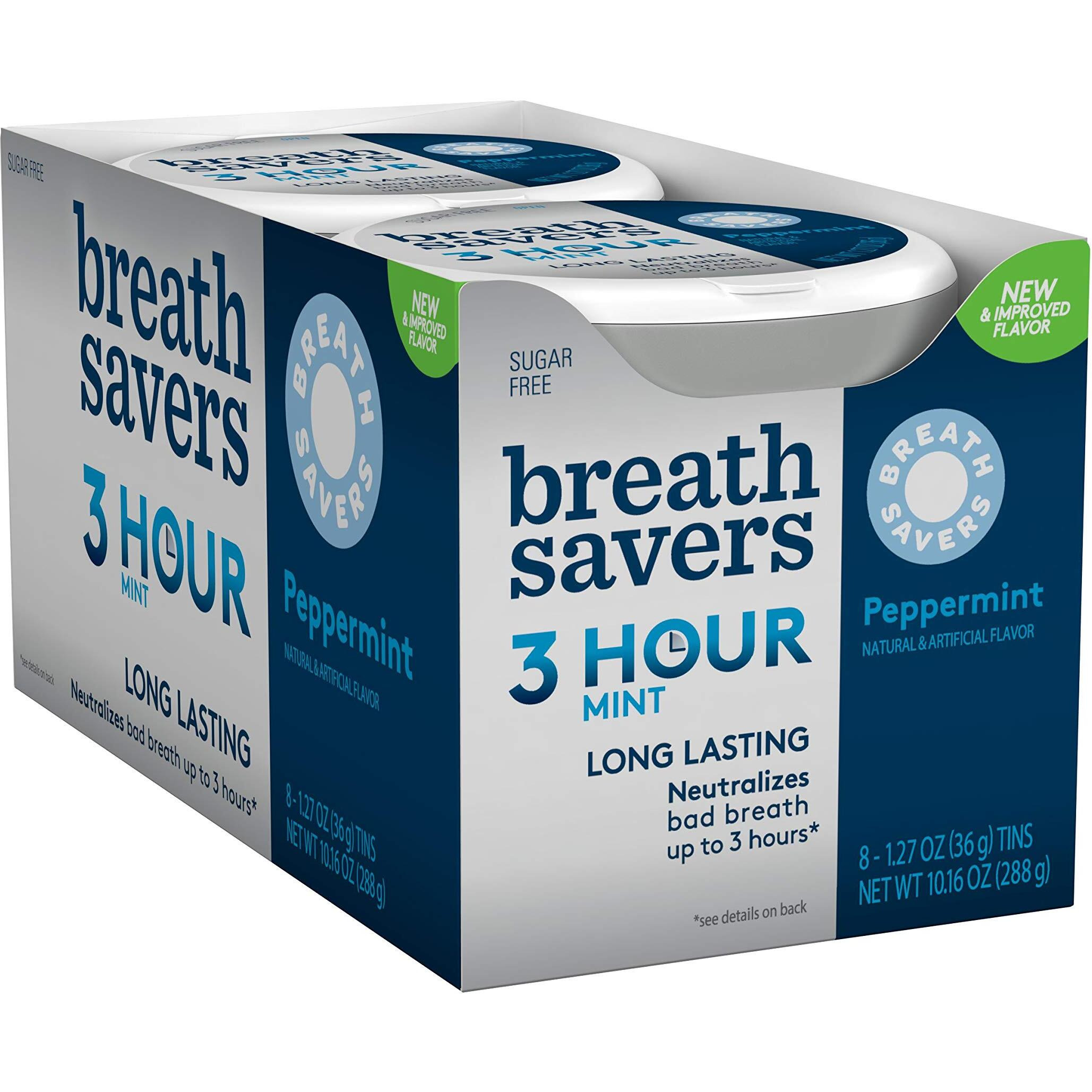 Breath Savers Peppermint Sugar Free Breath Mints Tins, 1.27 Oz (8 Count)