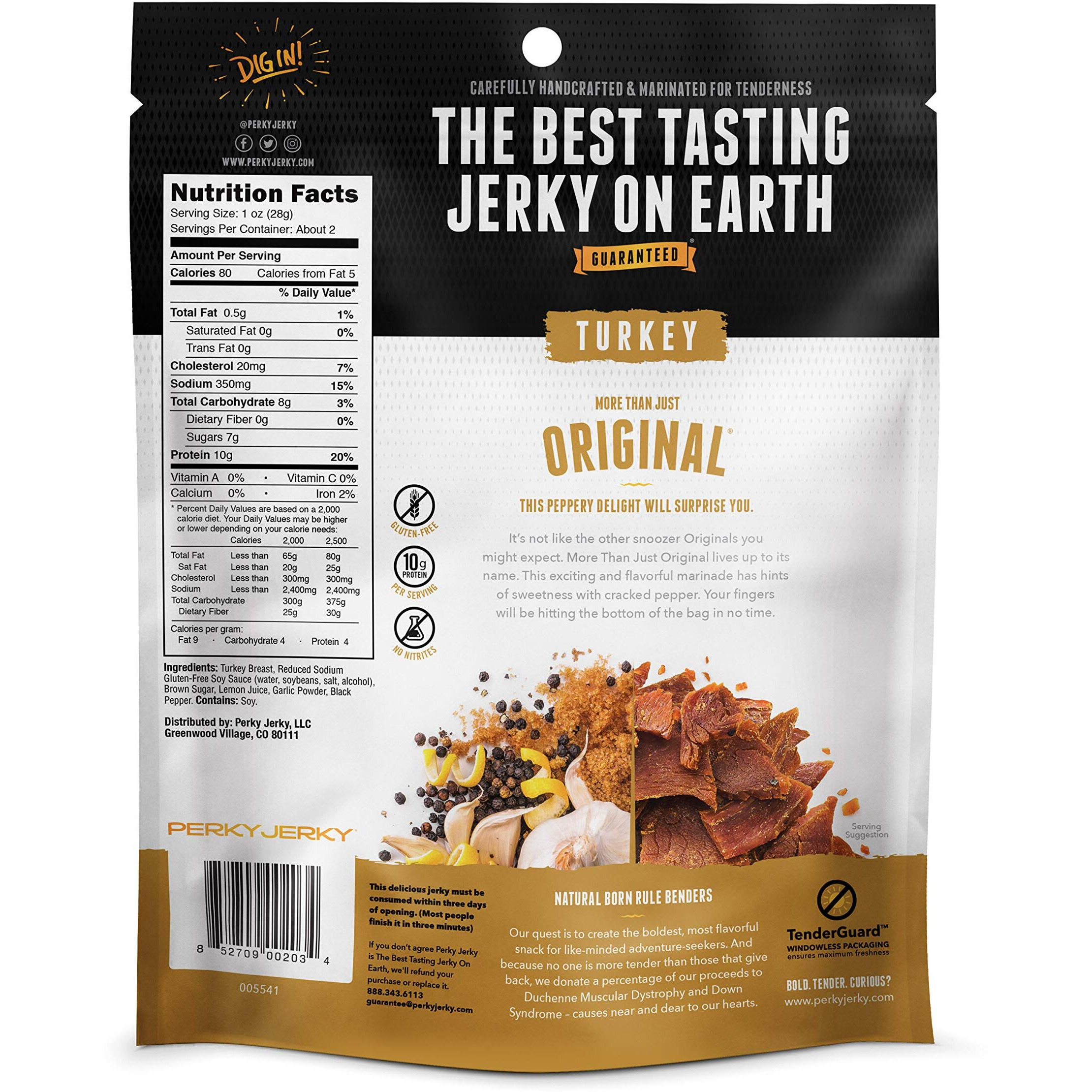 Perky Jerky Turkey Jerky Variety, 2.2 Oz (Pack Of 5) - Low Sodium - 7-10G Protein Per Serving - Low Fat - 100% U.S. Sourced - Non-Gmo