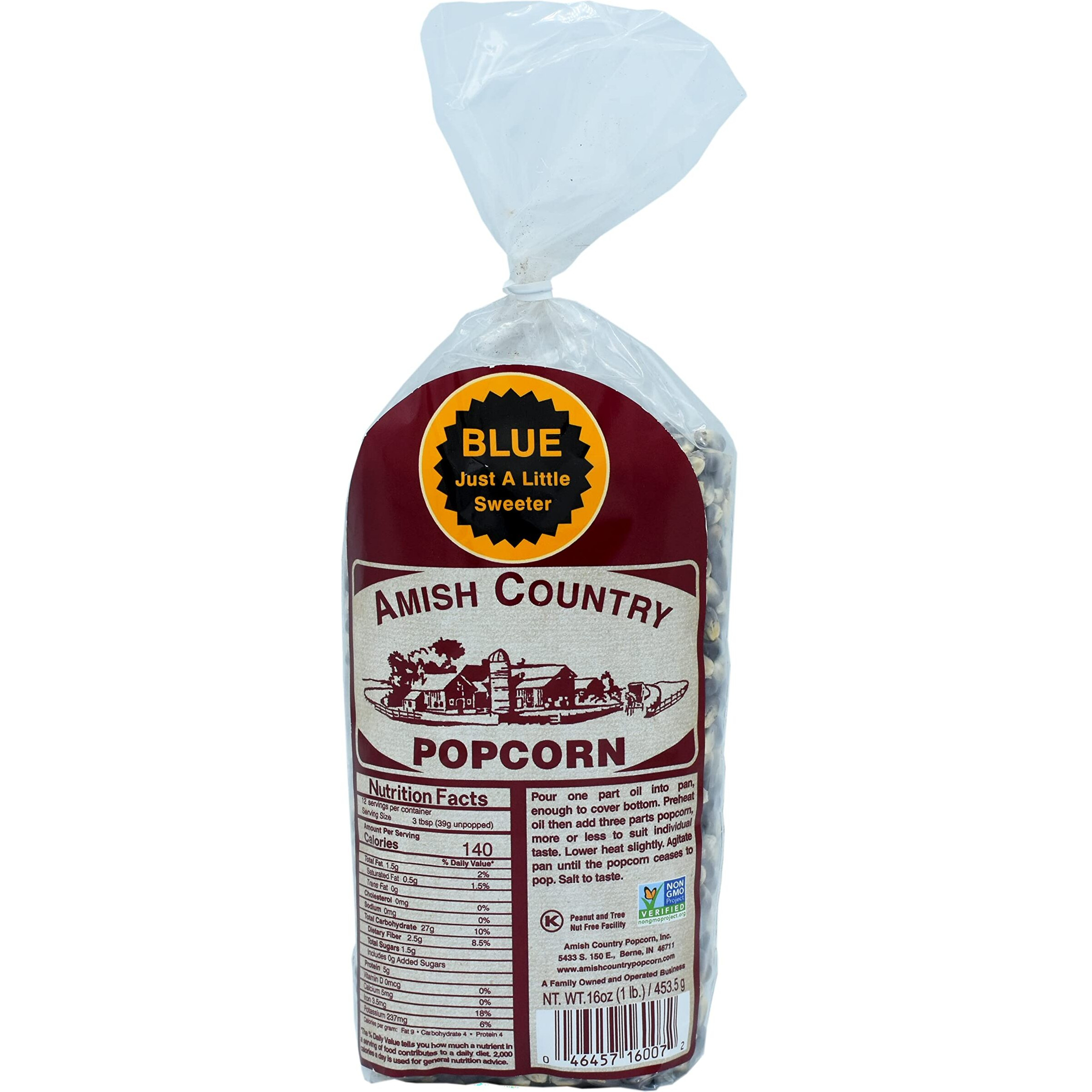 Amish Country Popcorn | 1 Lbs Bag | Blue Popcorn Kernels | Old Fashioned, Non-Gmo And Gluten Free (Blue - 1 Lbs Bag)