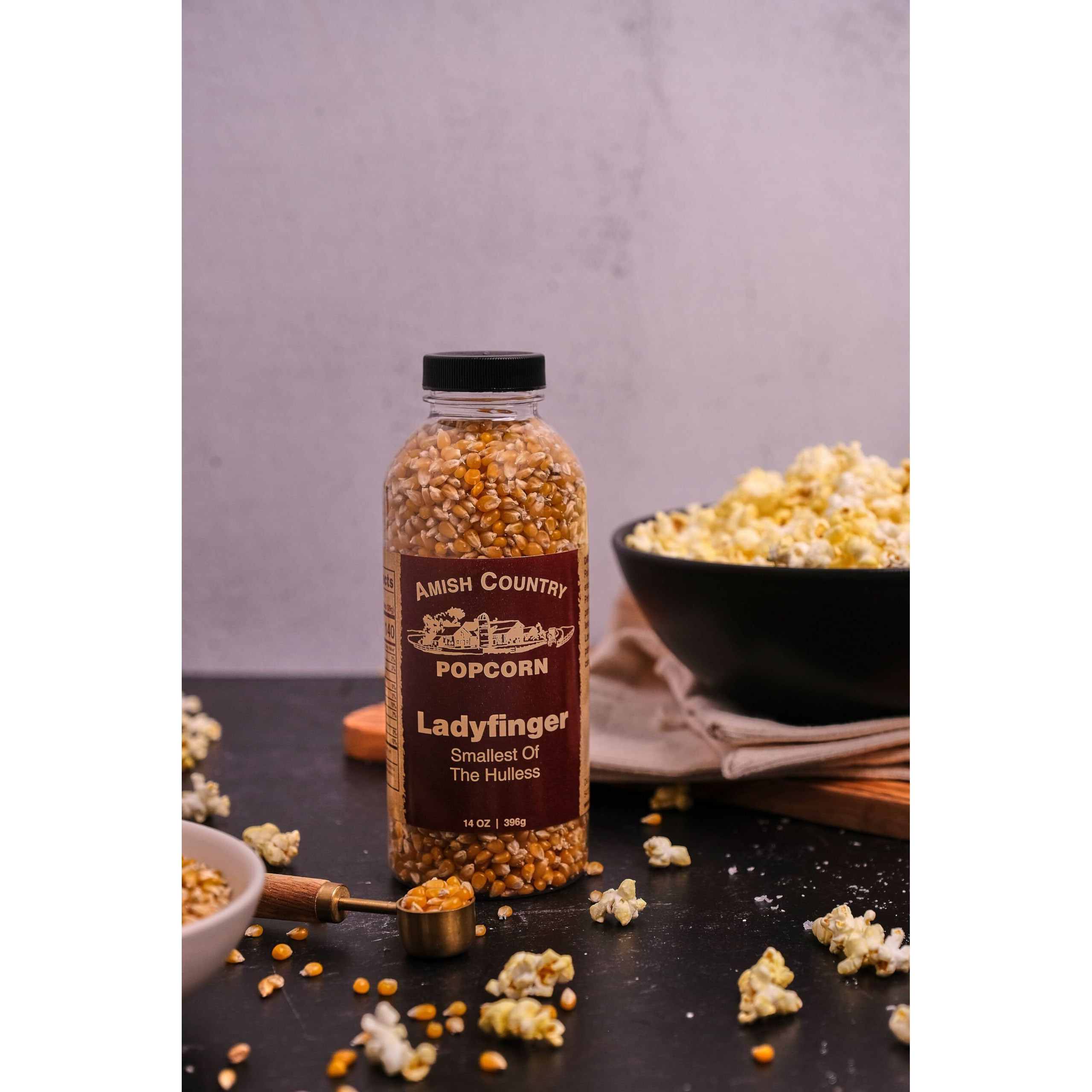 Amish Country Popcorn | 2-14 Oz Bottles | Ladyfinger Popcorn Kernels | Old Fashioned, Non-Gmo And Gluten Free (2-14 Oz Bottles)