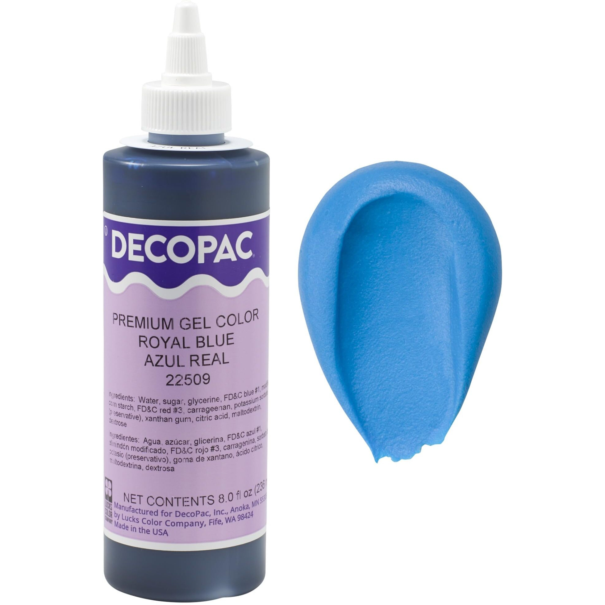 Decopac Premium Gel Food Coloring | Royal Blue Food Coloring For Baking | 8Oz | Color Buttercream, Fondant, Frosting & Piping Gel, Food Safe, Highly Concentrated Gel, 8 Oz - Royal Blue
