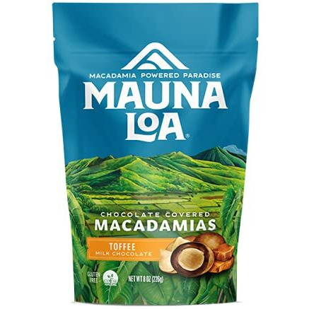Mauna Loa Premium Hawaiian Chocolate Covered Macadamia Nuts, Milk Chocolate Toffee, Cocoa Dusted, 8 Oz Bag (Pack Of 1)