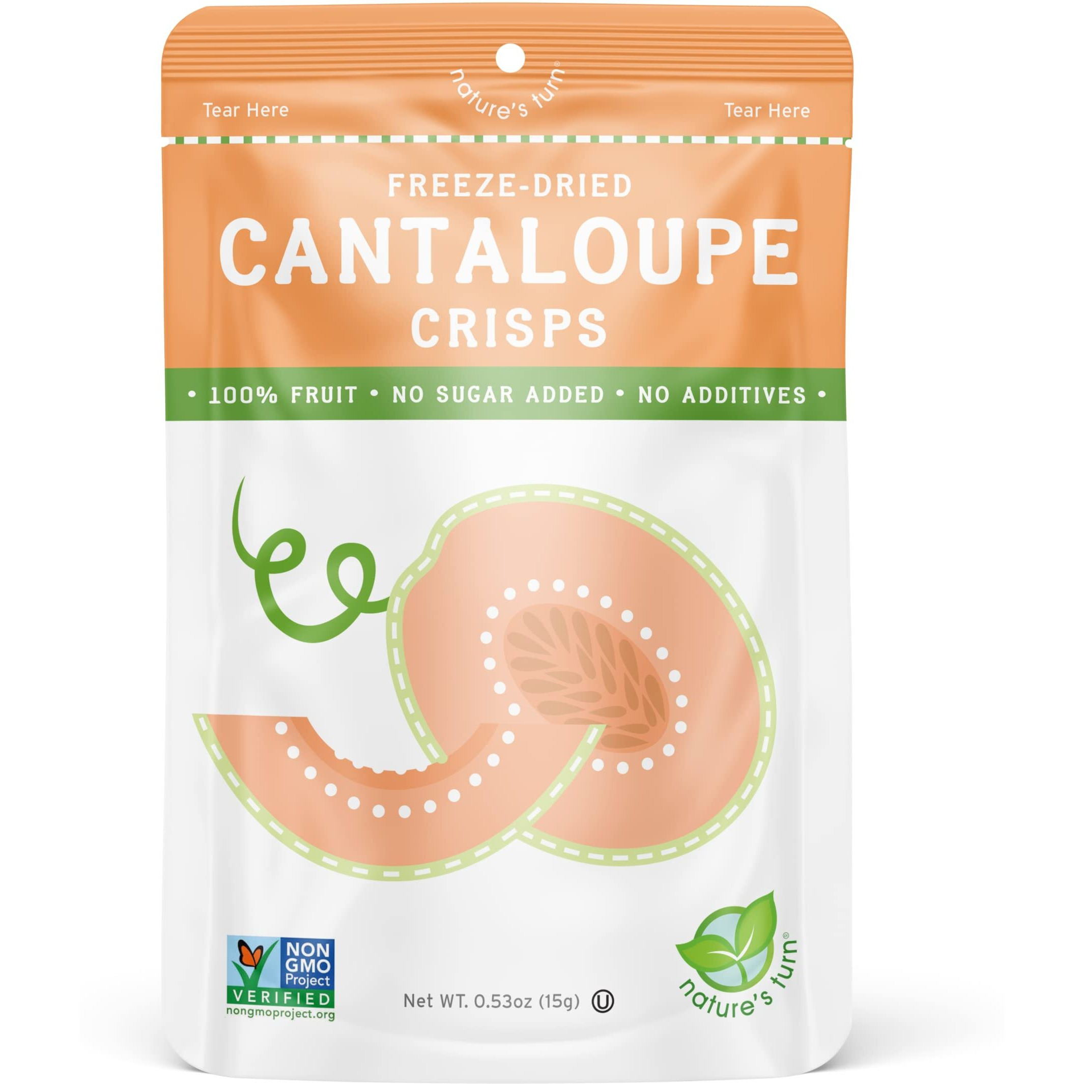 Natures Turn Freeze-Dried Fruit Snacks, Cantaloupe Crisps, Pack Of 12 (0.53 Oz Each)