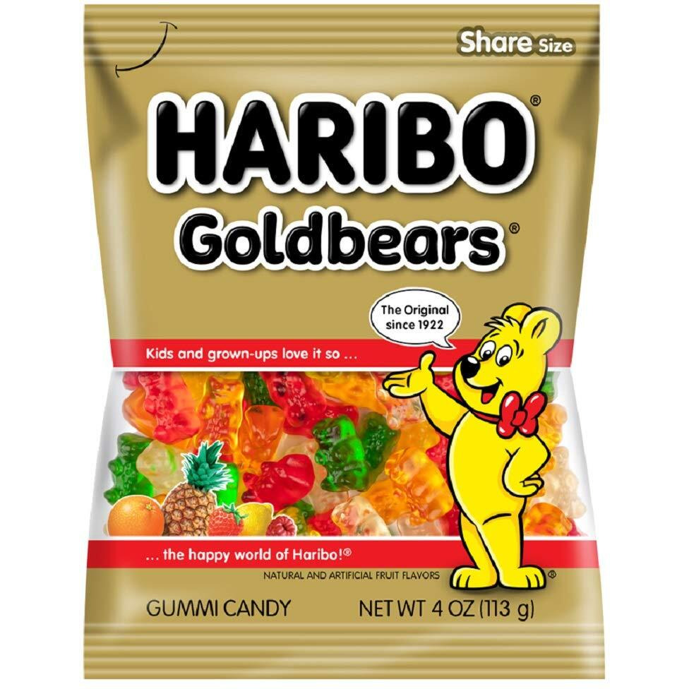 Haribo Gummi Candy, Goldbears, 4 Oz., Pack Of 12