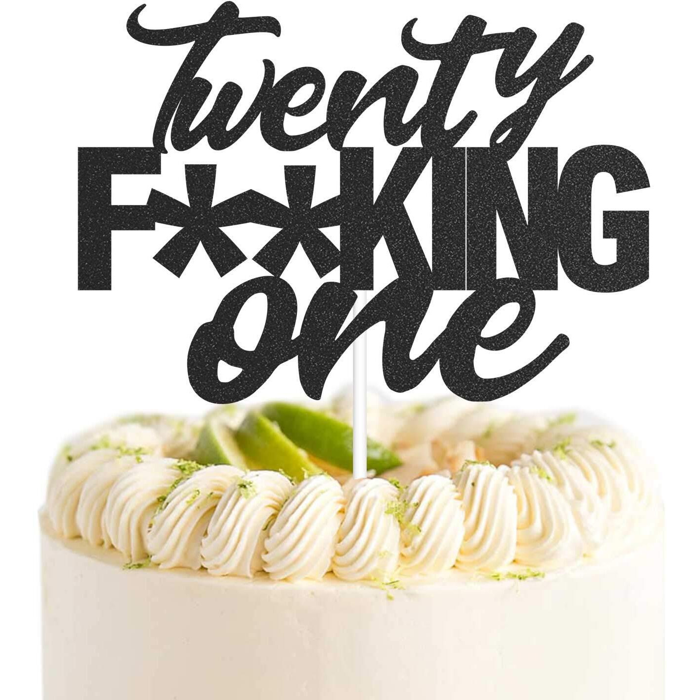 Twenty One Black Glitter Cake Toppers 21 Years Old 21St Birthday Party Decorations Supplies