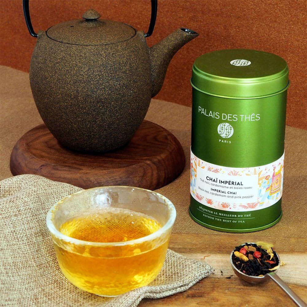 Palais Des Th  S - Chai Imperial - Premium Black Chai Tea With Black Tea, Cardamom, Cinnamon, Ginger, And Orange Zest - 20 Biodegradable Tea Bags Box