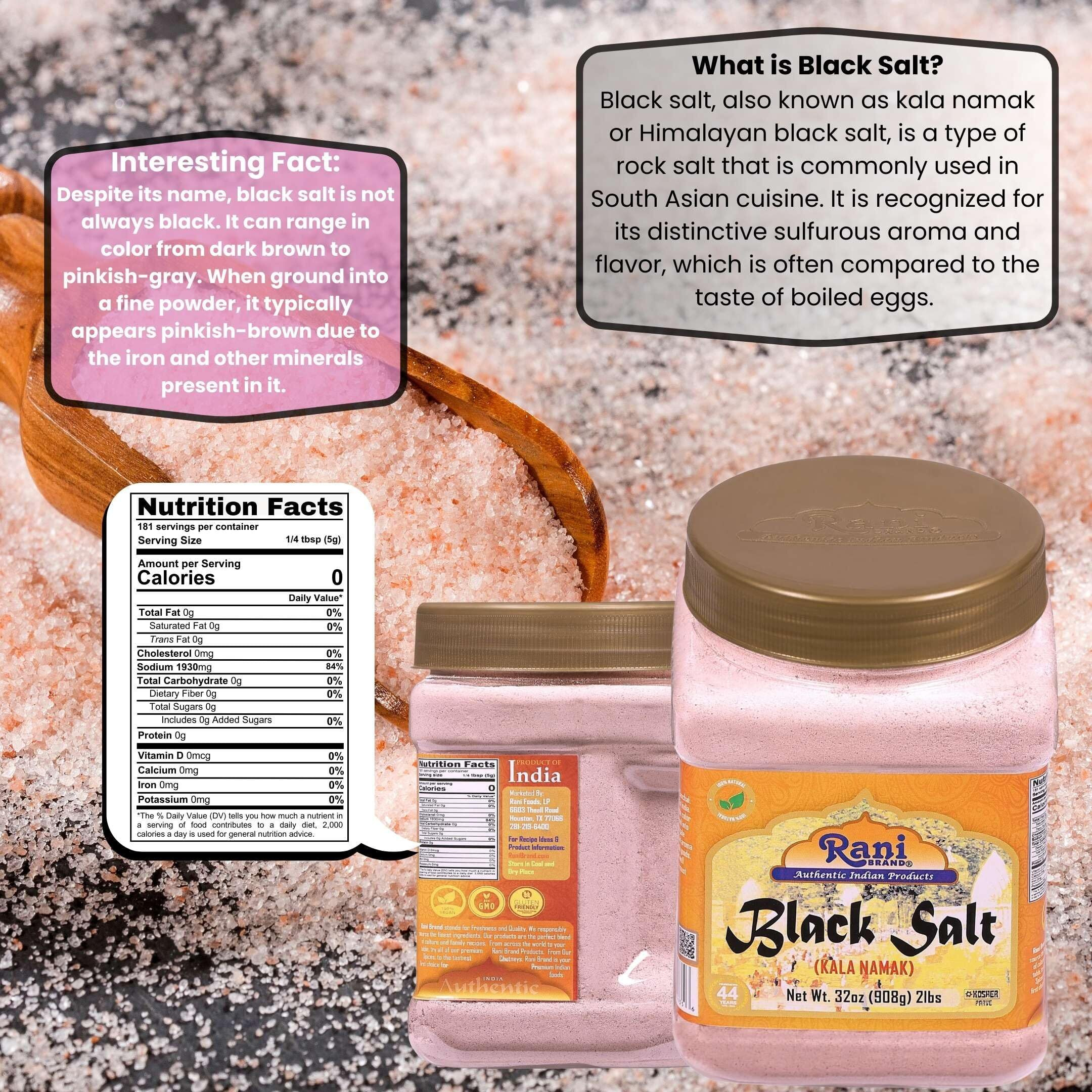 Rani Black Salt Powder (Kala Namak) Mineral 32Oz (2Lbs) 908G Bulk Pet Jar ~ Unrefined, Pure And Natural | Vegan | Gluten Friendly | Non-Gmo | Indian Origin | Perfect For Tofu Scramble