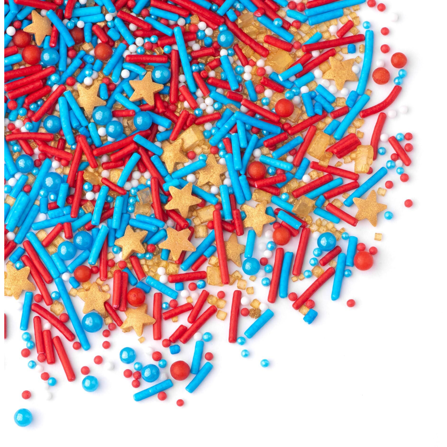 Sweets Indeed Sprinkles, Patriotic Edible Sprinkle Mix, Red Blue Gold, 4Th Of July, Perfect For Cake Decorations, Baking, Ice Cream, Cookies, Cupcake Topper For Birthday, Dairy Free, 4 Ounces (Patriotic)