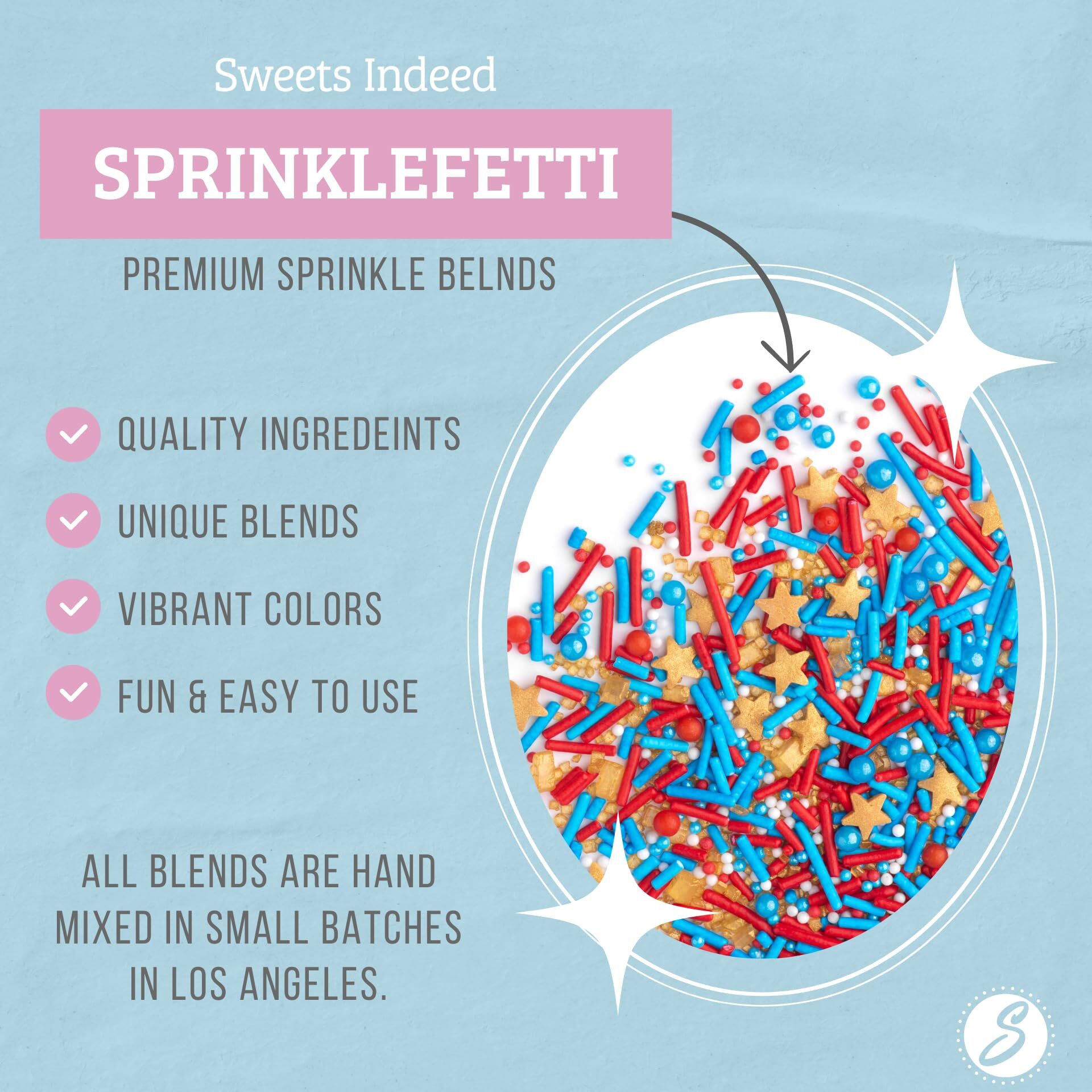 Sweets Indeed Sprinkles, Patriotic Edible Sprinkle Mix, Red Blue Gold, 4Th Of July, Perfect For Cake Decorations, Baking, Ice Cream, Cookies, Cupcake Topper For Birthday, Dairy Free, 4 Ounces (Patriotic)