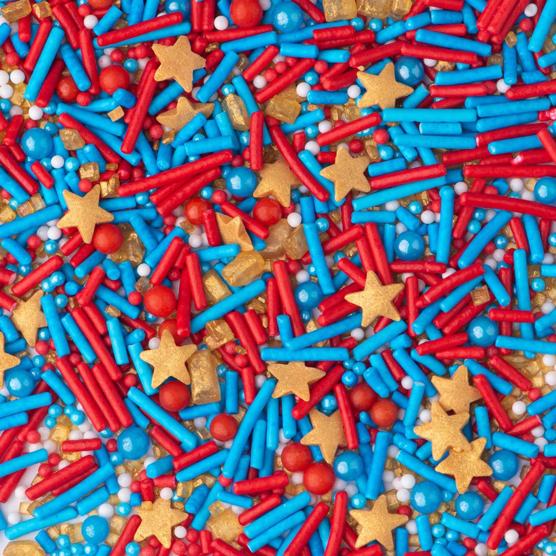 Sweets Indeed Sprinkles, Patriotic Edible Sprinkle Mix, Red Blue Gold, 4Th Of July, Perfect For Cake Decorations, Baking, Ice Cream, Cookies, Cupcake Topper For Birthday, Dairy Free, 4 Ounces (Patriotic)