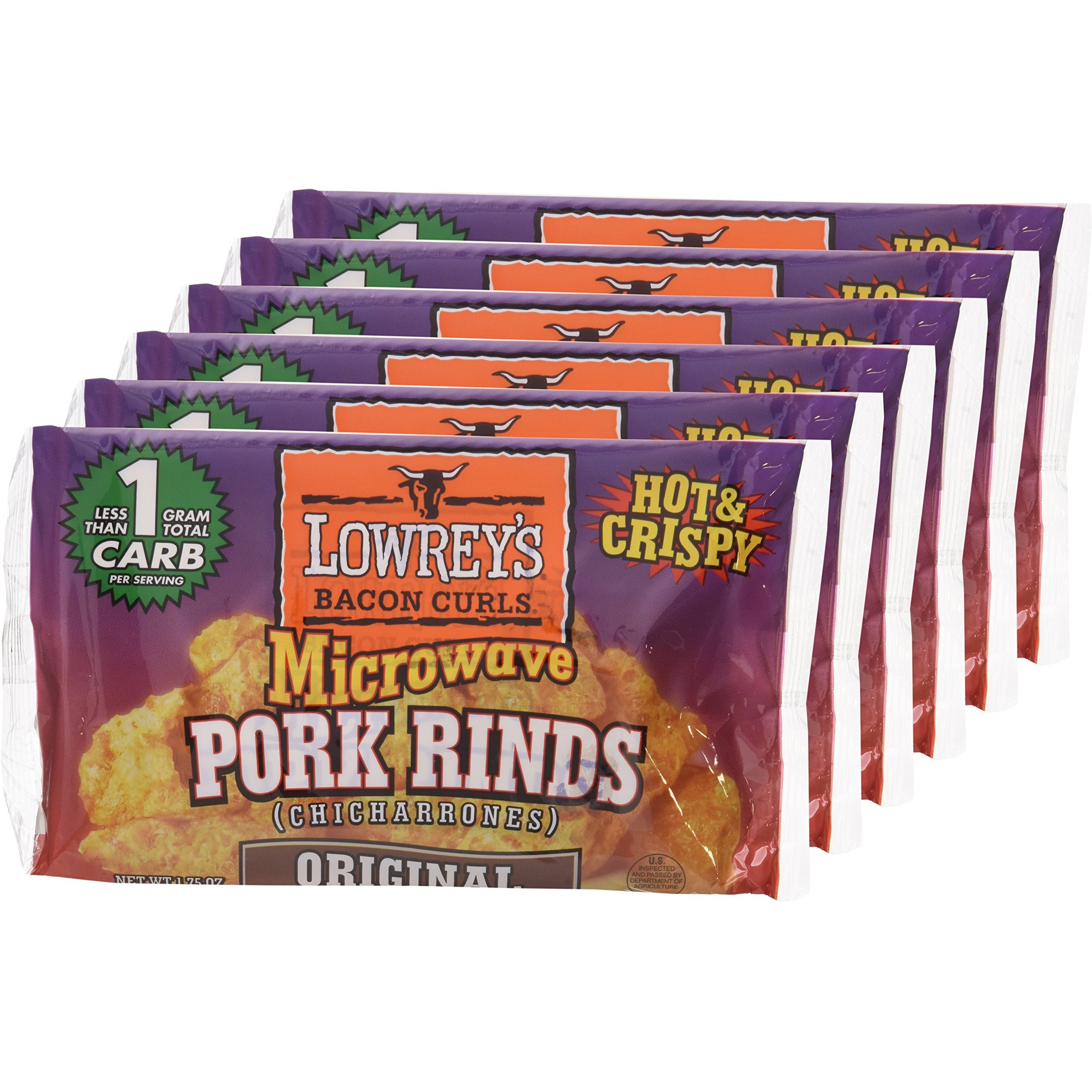 Lowrey's Bacon Curls Microwave Pork Rinds, 1.75 Oz/Pack (Pack Of 6)