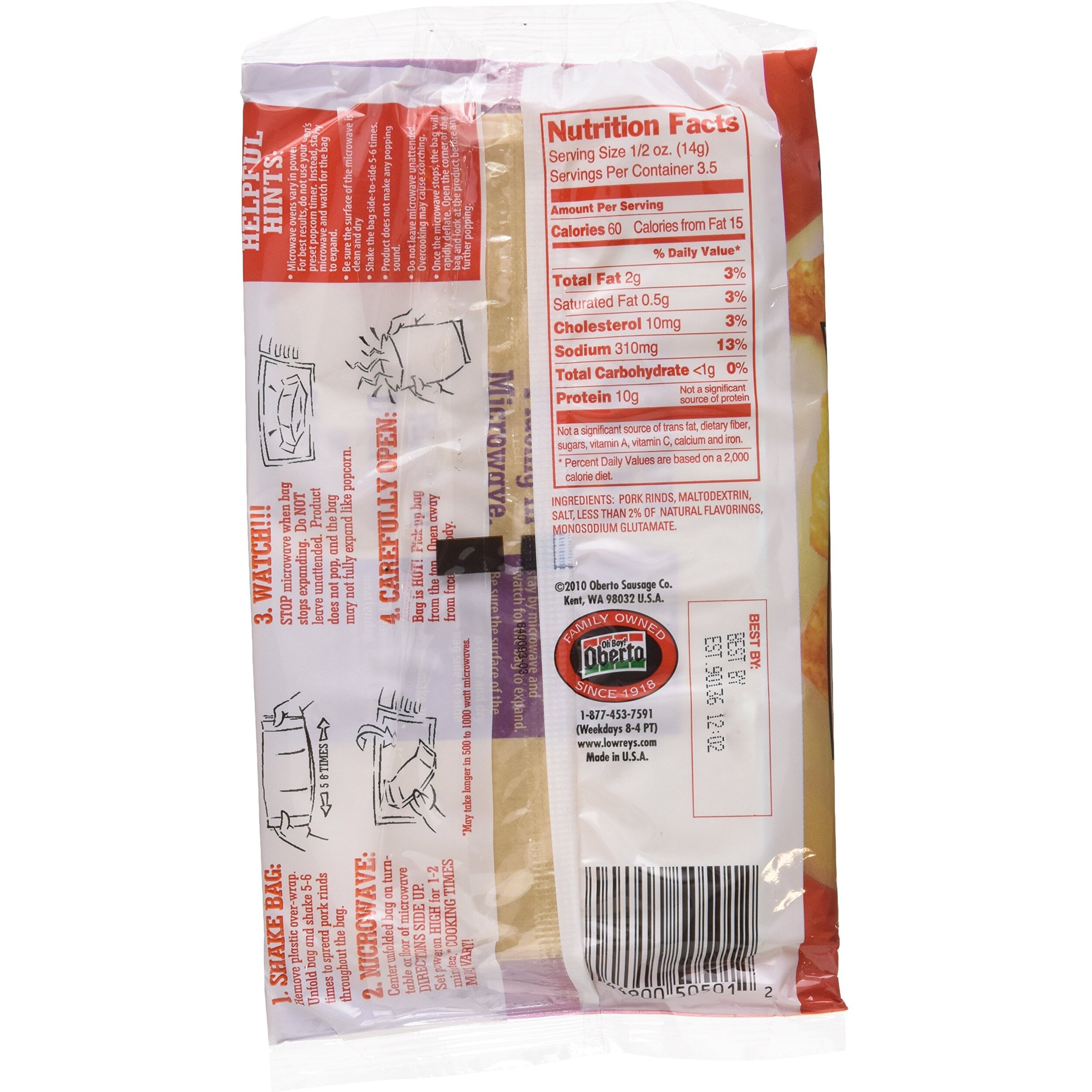 Lowrey's Bacon Curls Microwave Pork Rinds, 1.75 Oz/Pack (Pack Of 6)