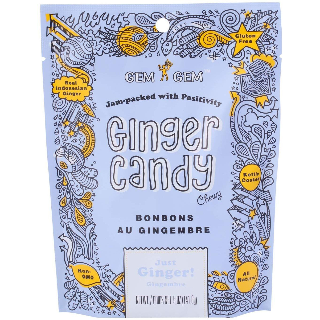 Gem Gem Ginger Candy Chewy Ginger Chews (Original, 5.0Oz, Pack Of 6)