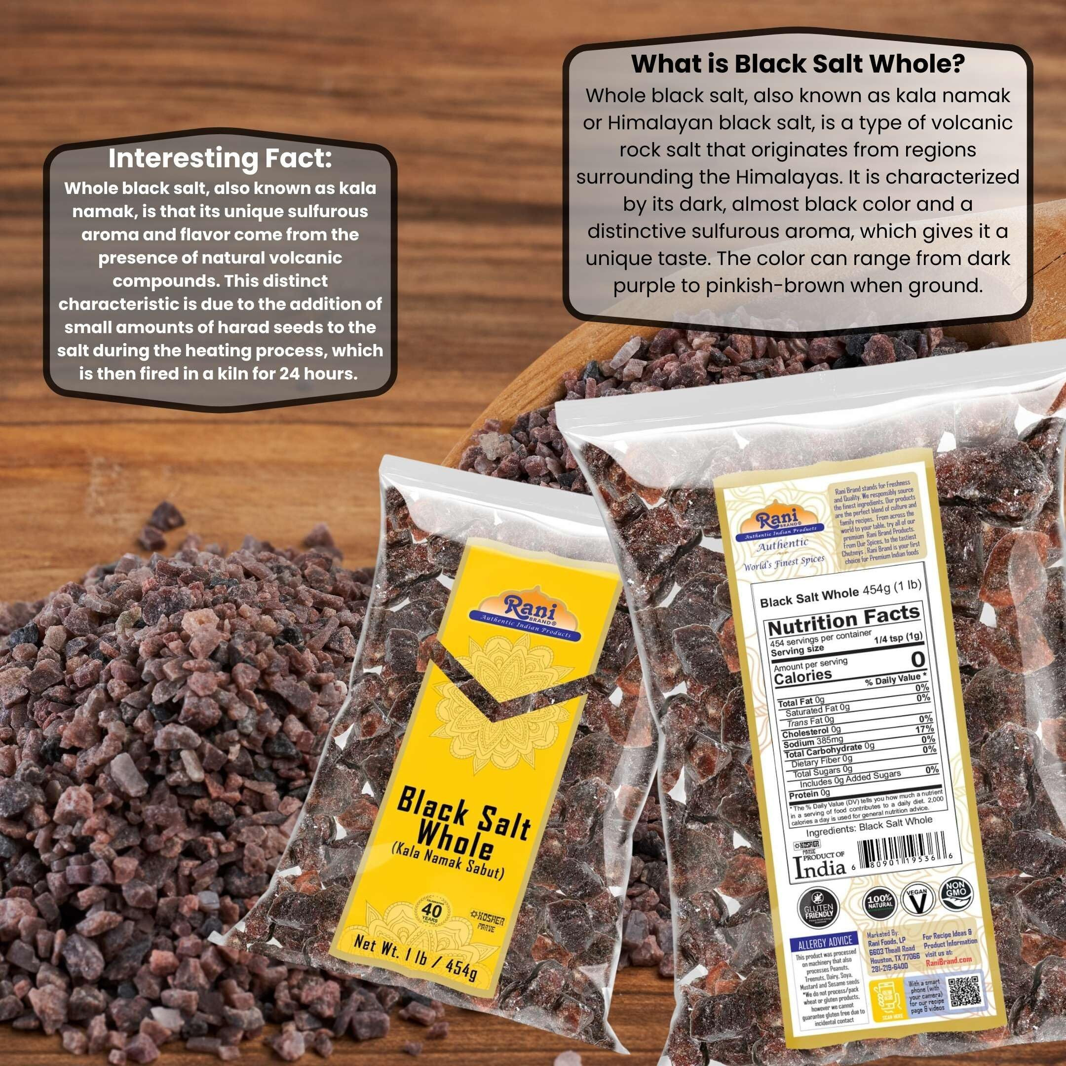 Rani Black Salt Raw Whole (Kala Namak) Mineral 16Oz (1Lb) 454G ~ Unrefined, Pure And Natural | Vegan | Gluten Friendly | Non-Gmo | Indian Origin | Kosher | Perfect For Tofu Scramble