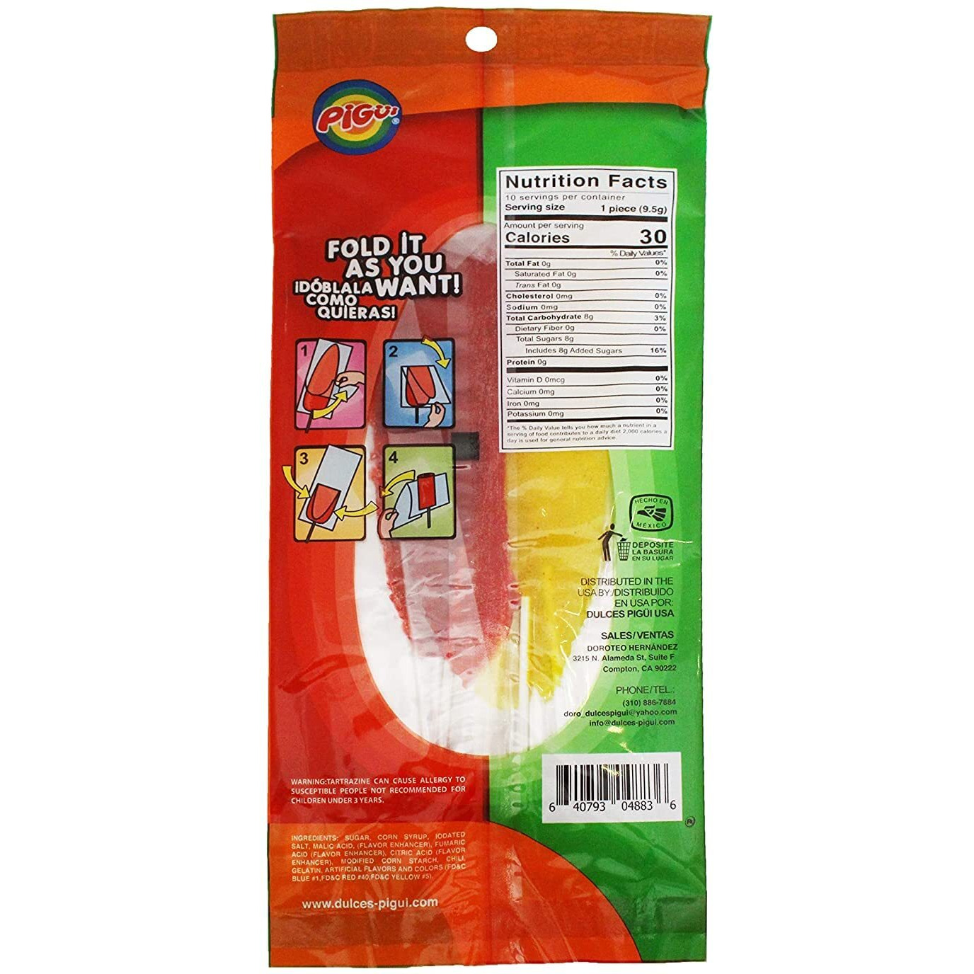 Pigui | Slaps Doblex Picosita Flavor Paletas Mexican Candy (10 Lollipops)
