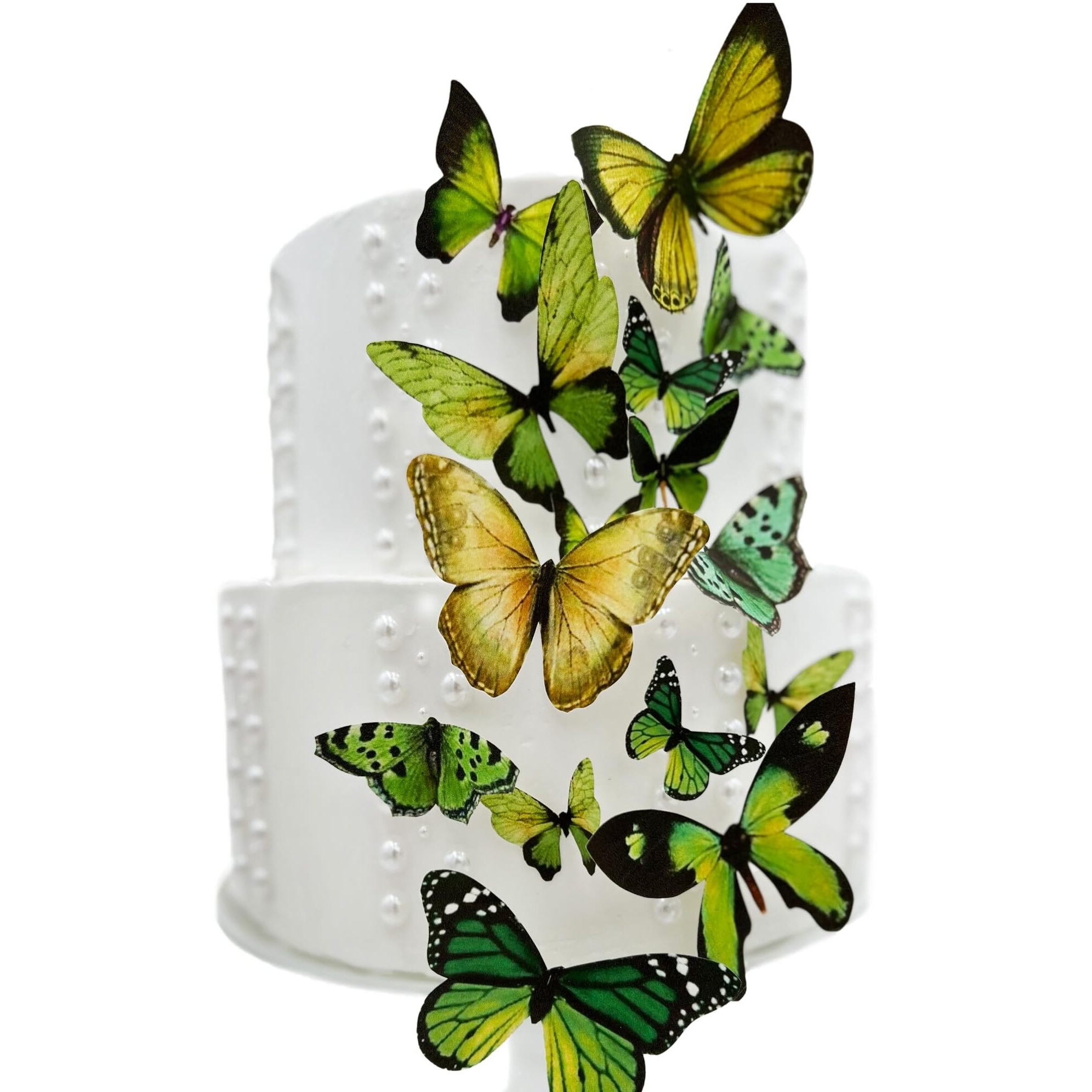 Sugar Robot Inc. Edible Butterflies For Cake Decorating - Assorted Sizes, Premium Crafted In The Usa - Butterfly Cake Toppers & Cupcake Decorations (Green)