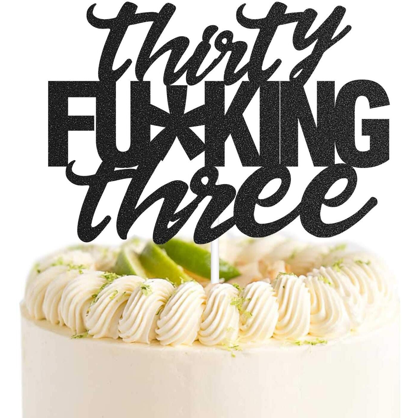 Thirty Three Black Glitter Cake Toppers 33 Years Old 33Rd Birthday Party Decorations Supplies